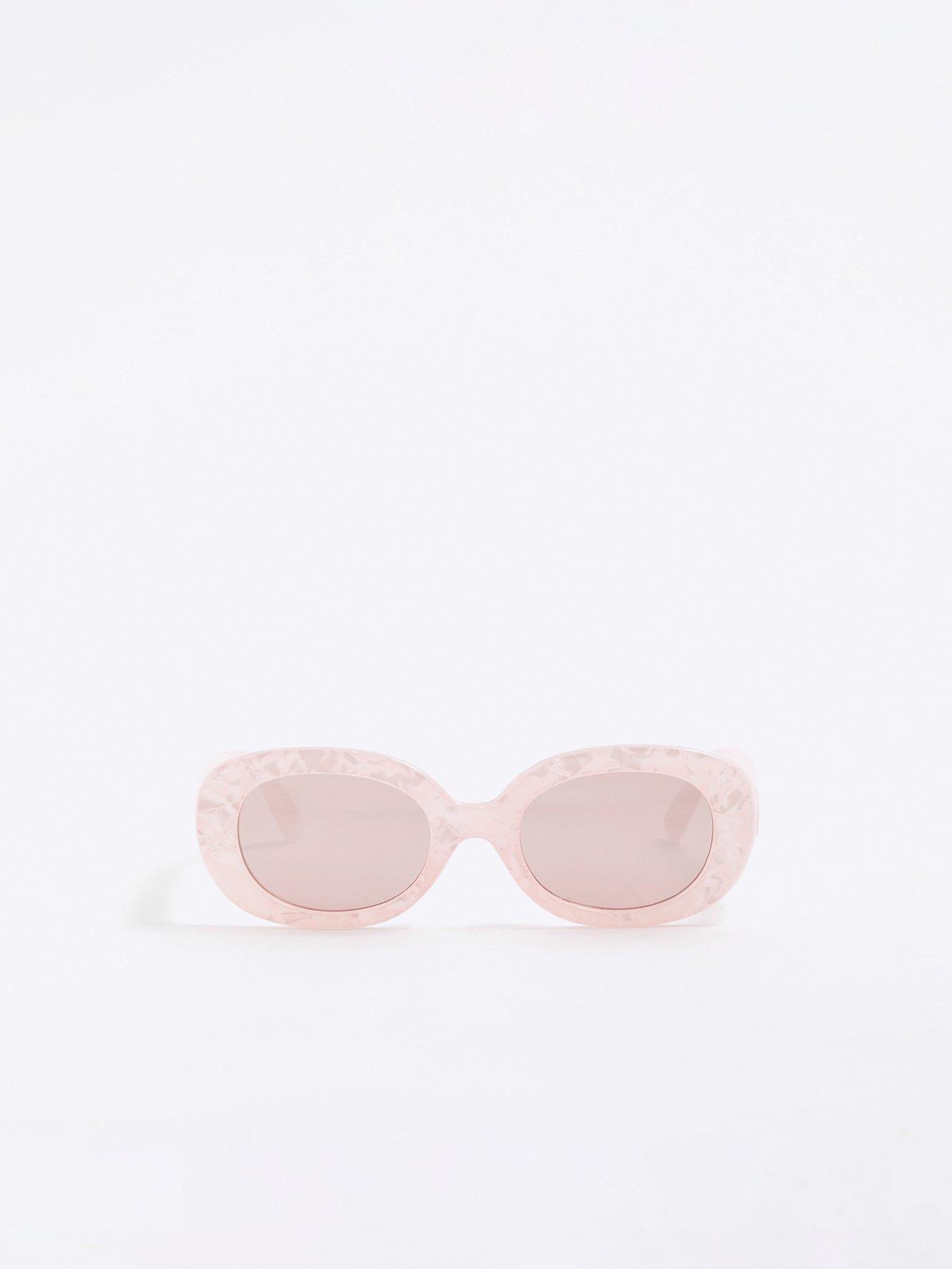 Image 1 of 4 of River Island Girls Pearlised Oval Sunglasses - Pink
