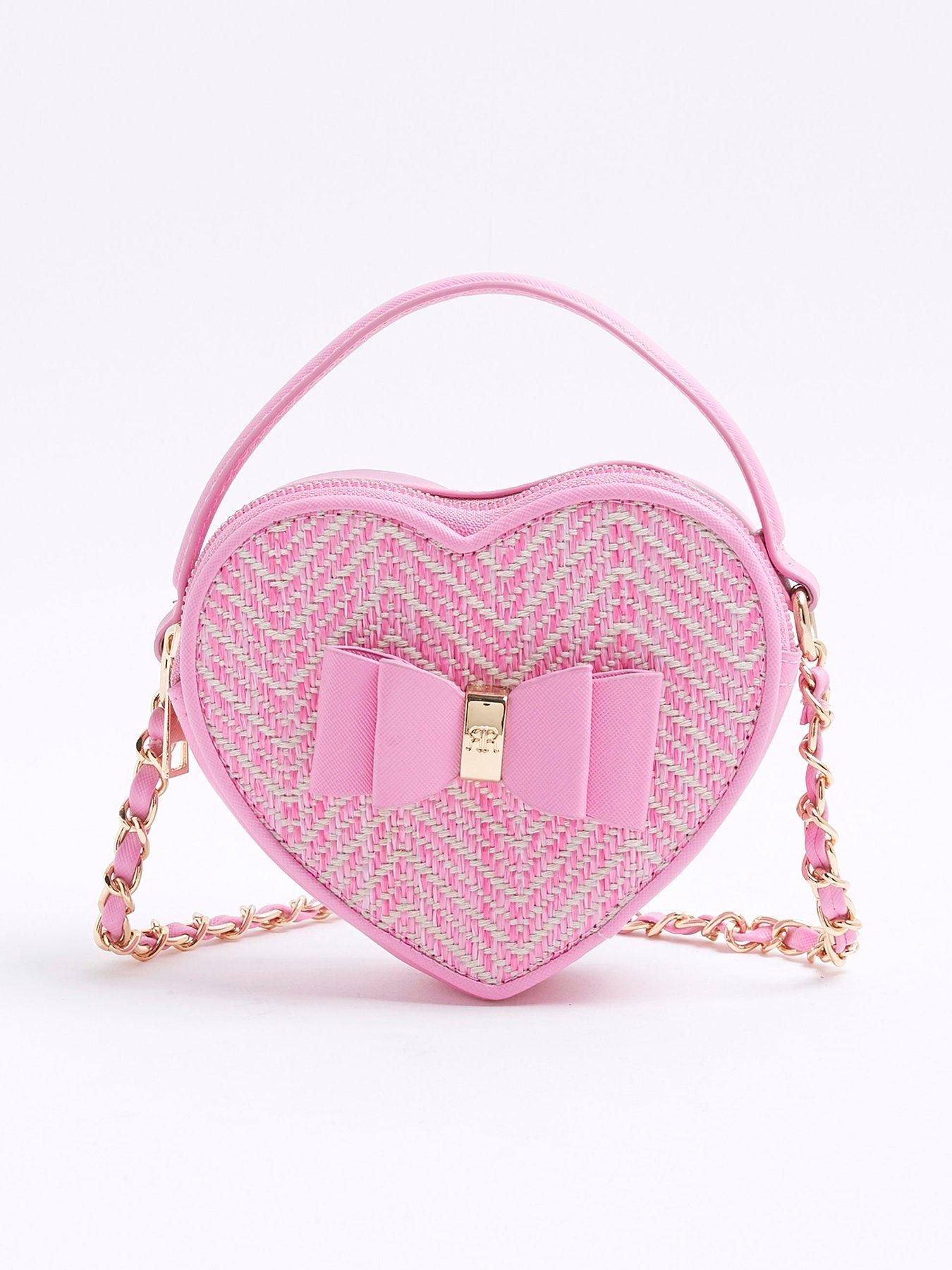 River Island Girls Heart Cross Body Bag Pink Very