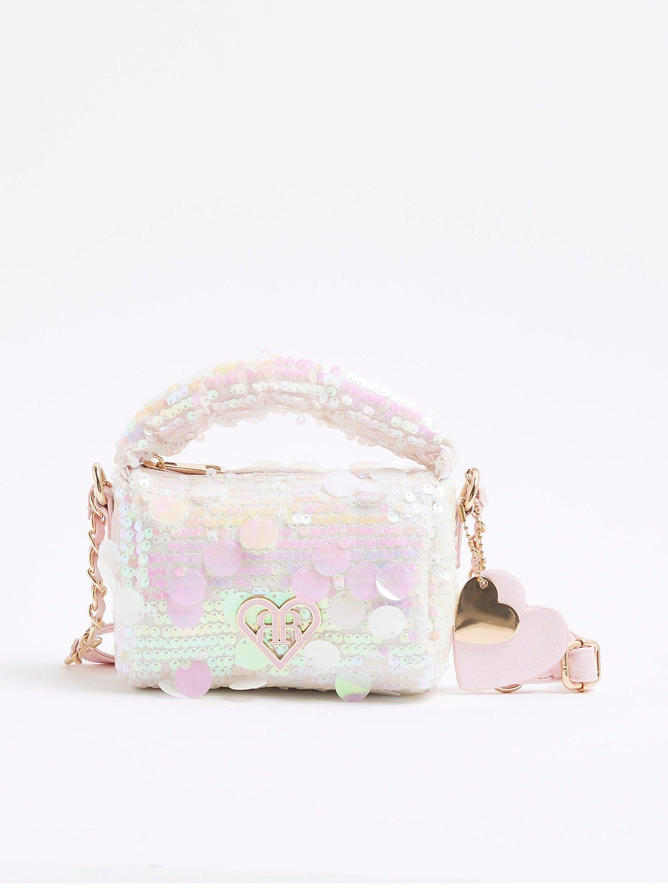 River Island Girls Sequin Cross Body Bag Light Pink Very