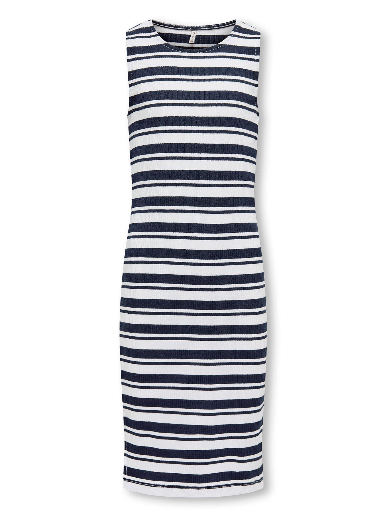 undefined Girls Stripe Bodycon Midi Dress - Navy