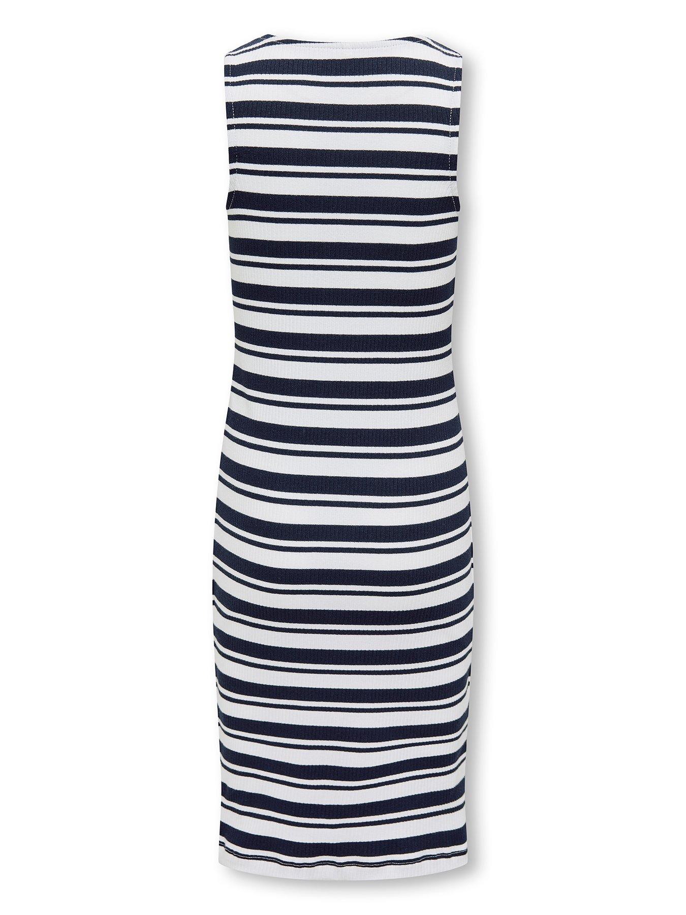 Image 2 of 3 of Only Kids Girls Stripe Bodycon Midi Dress - Navy
