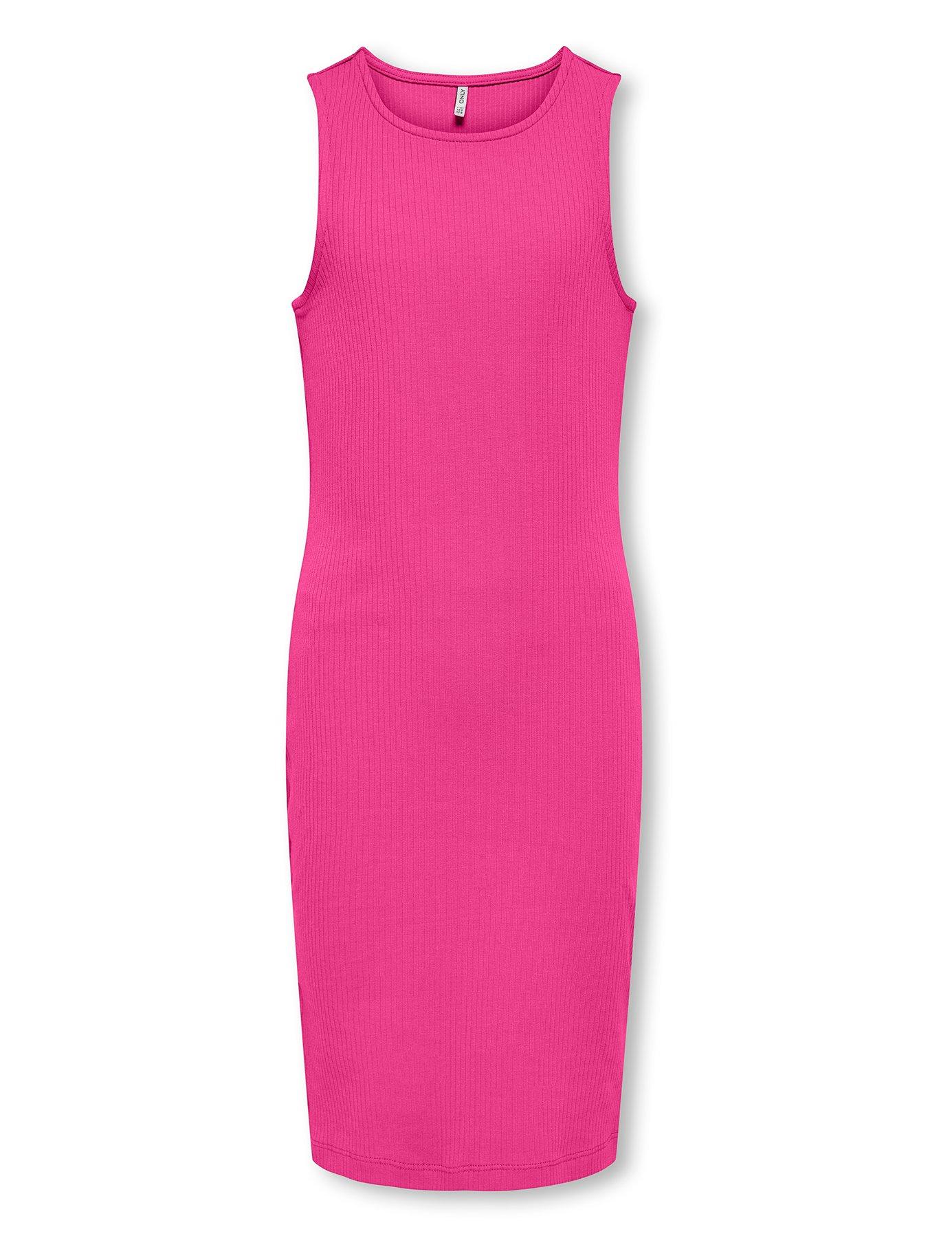 Only Kids Girls Bodycon Midi Dress - Bright Pink
