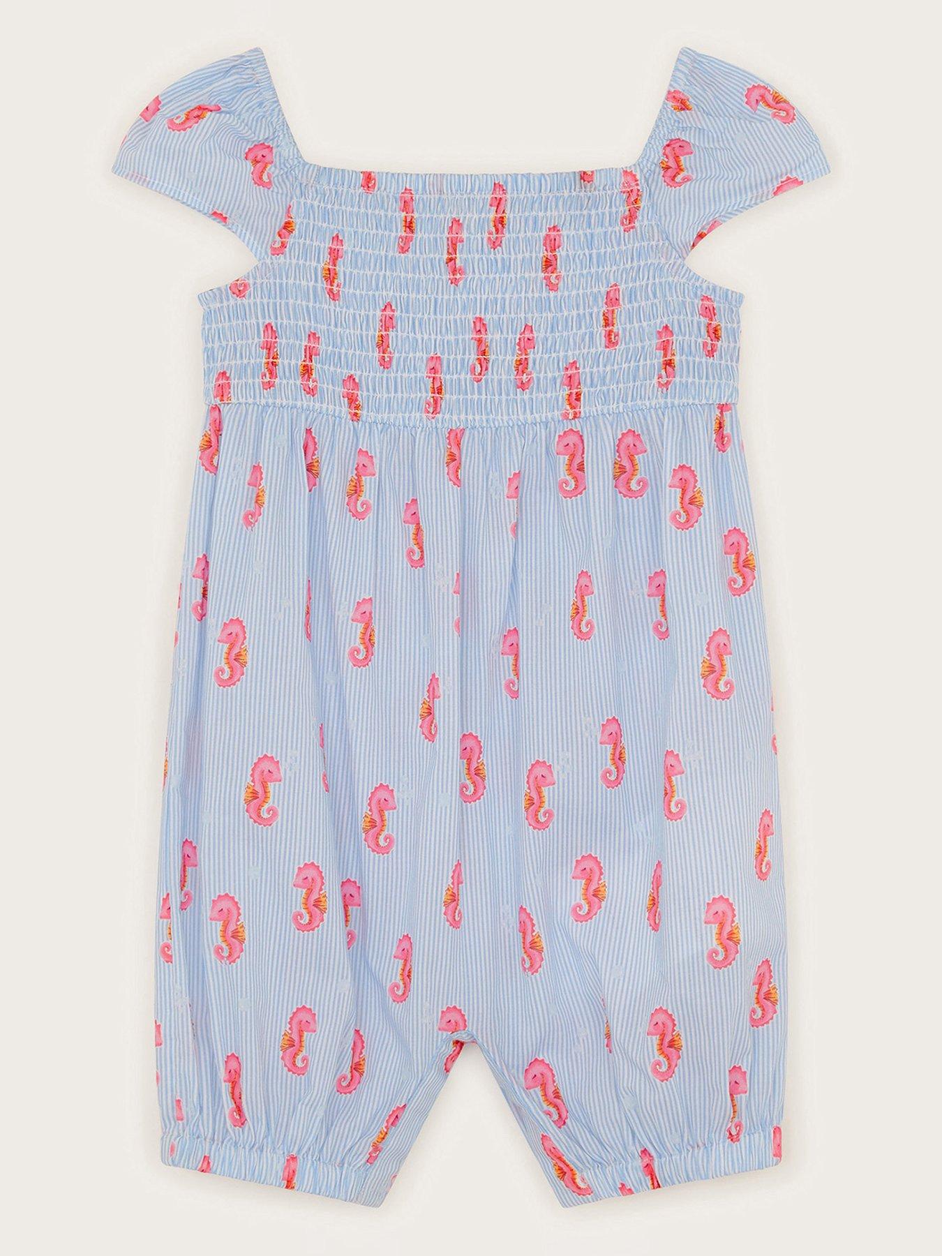 undefined Baby Girls Seahorse Romper - Blue