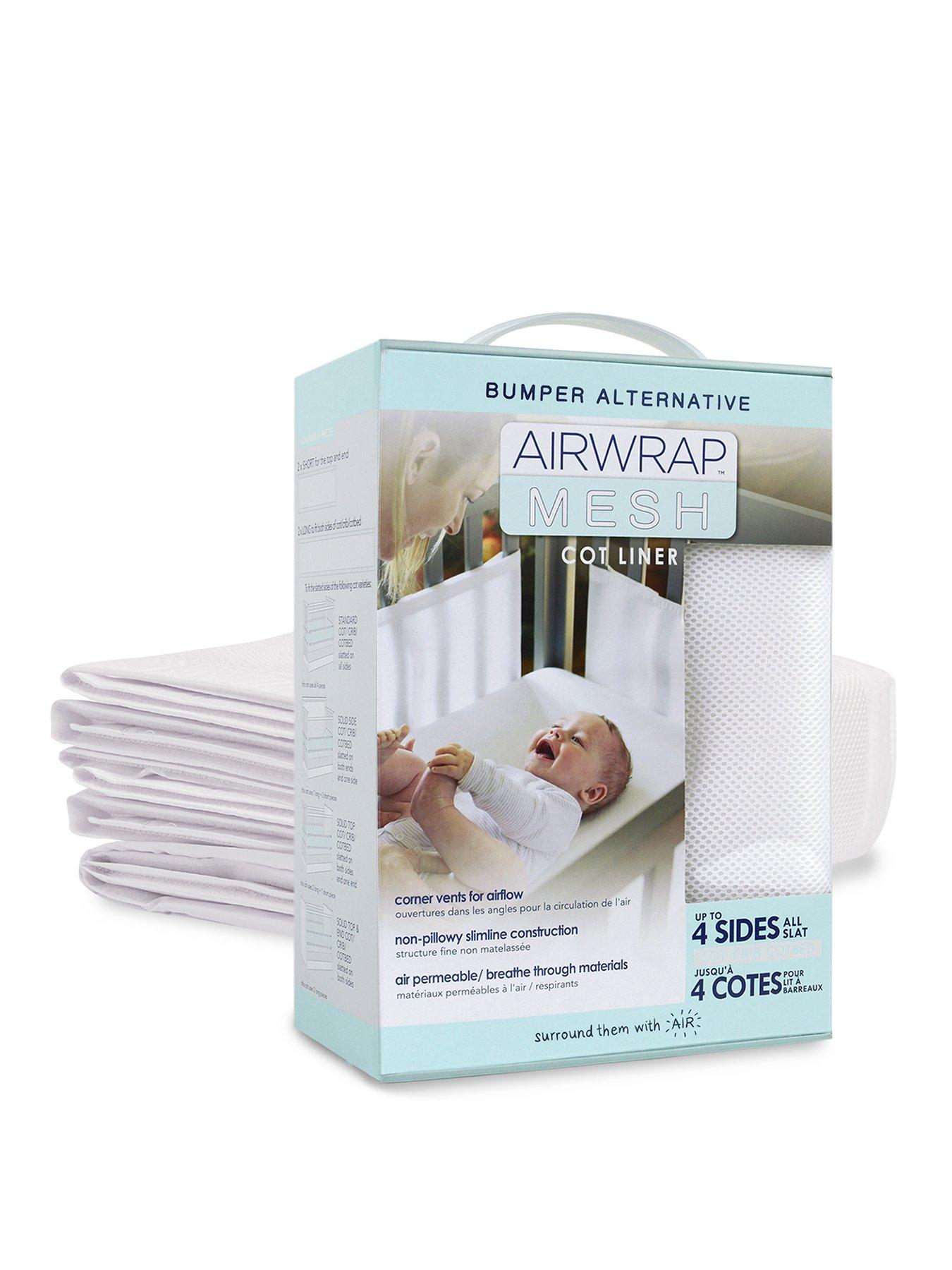 Image 3 of 6 of The Little Linen Company Airwrap Mesh 4 Sided Cot Liner , White