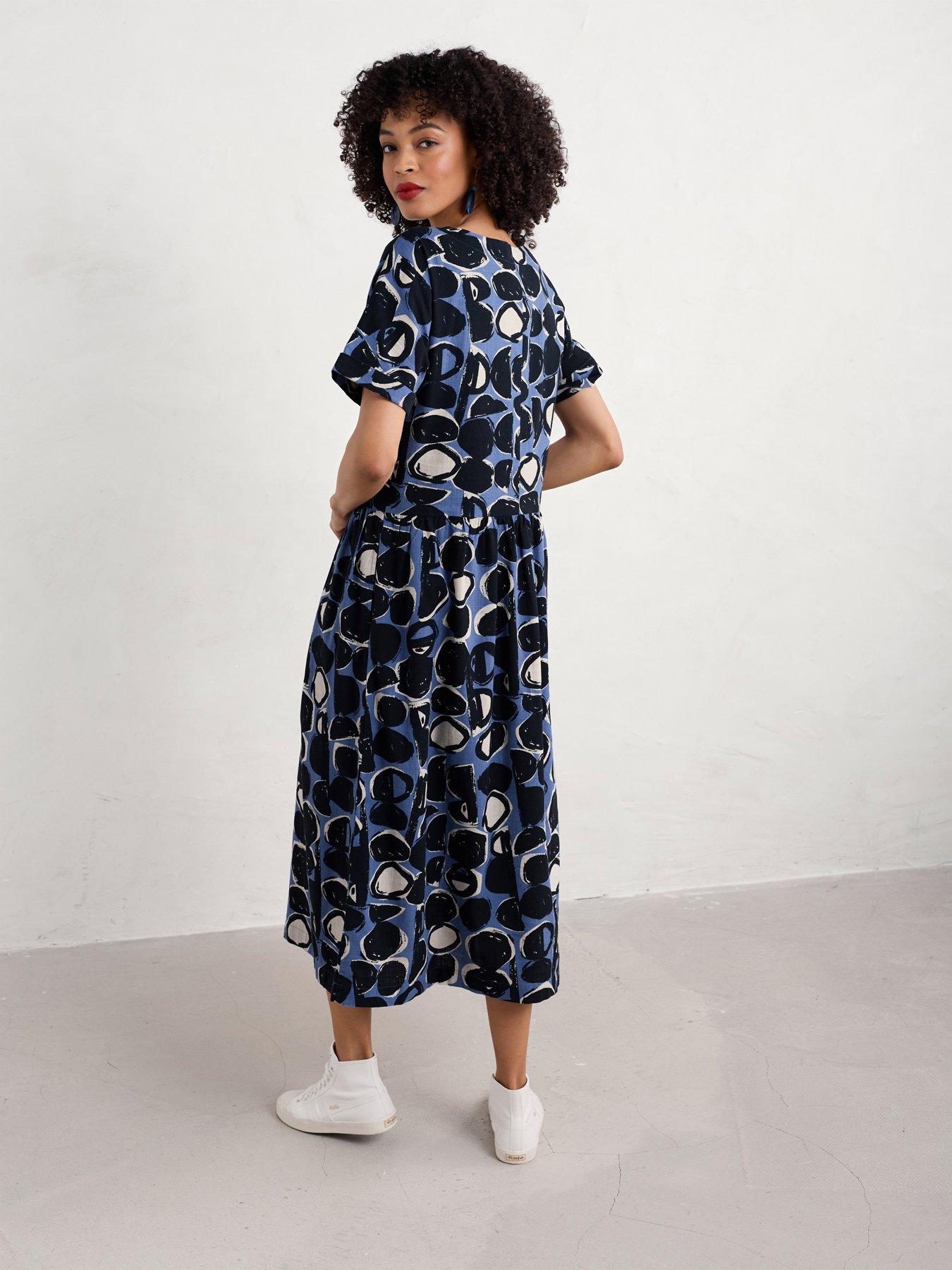 Image 2 of 5 of Seasalt Cornwall Drop Waist Printed Shift Dress - Navy