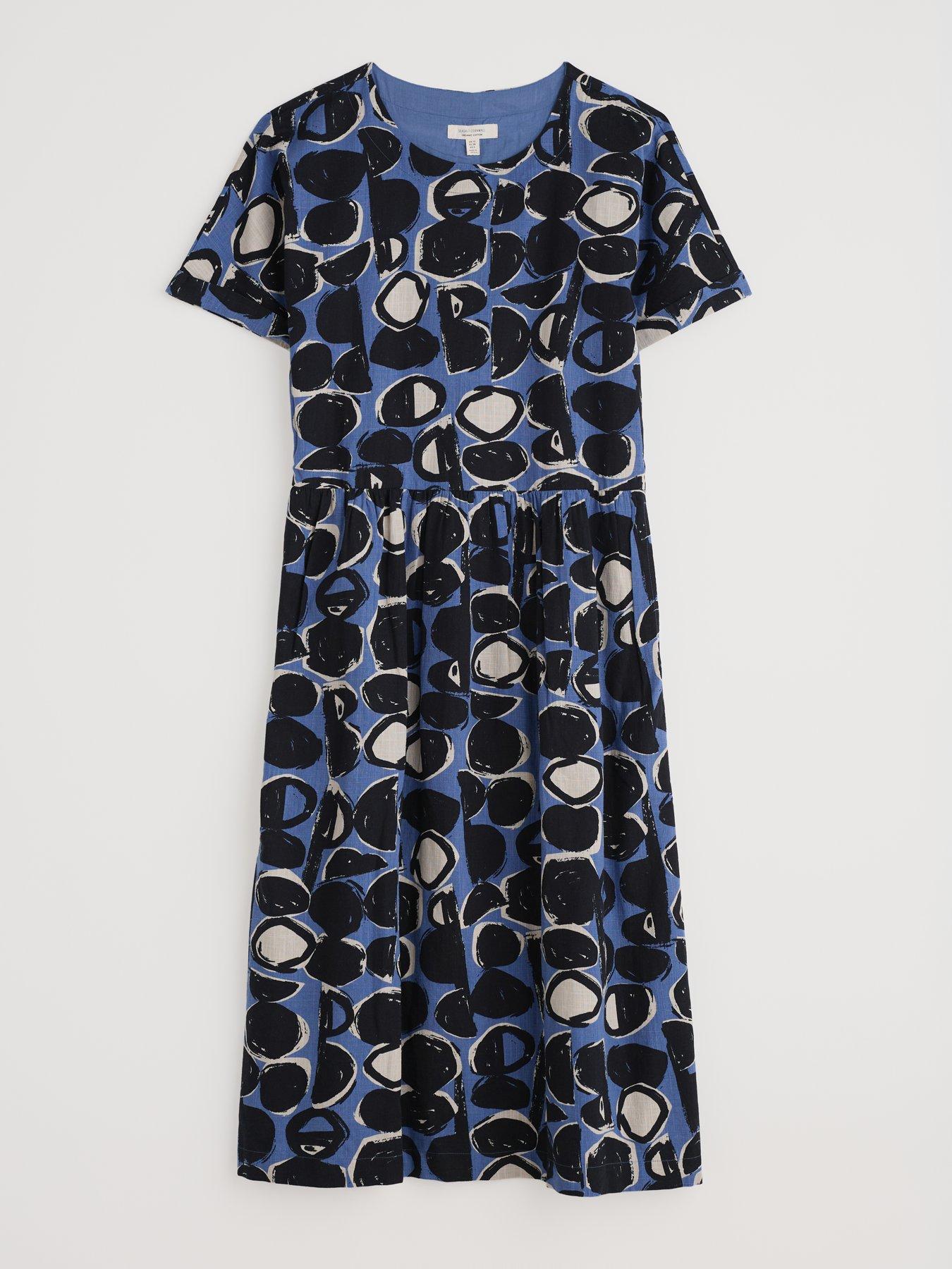 Image 4 of 5 of Seasalt Cornwall Drop Waist Printed Shift Dress - Navy