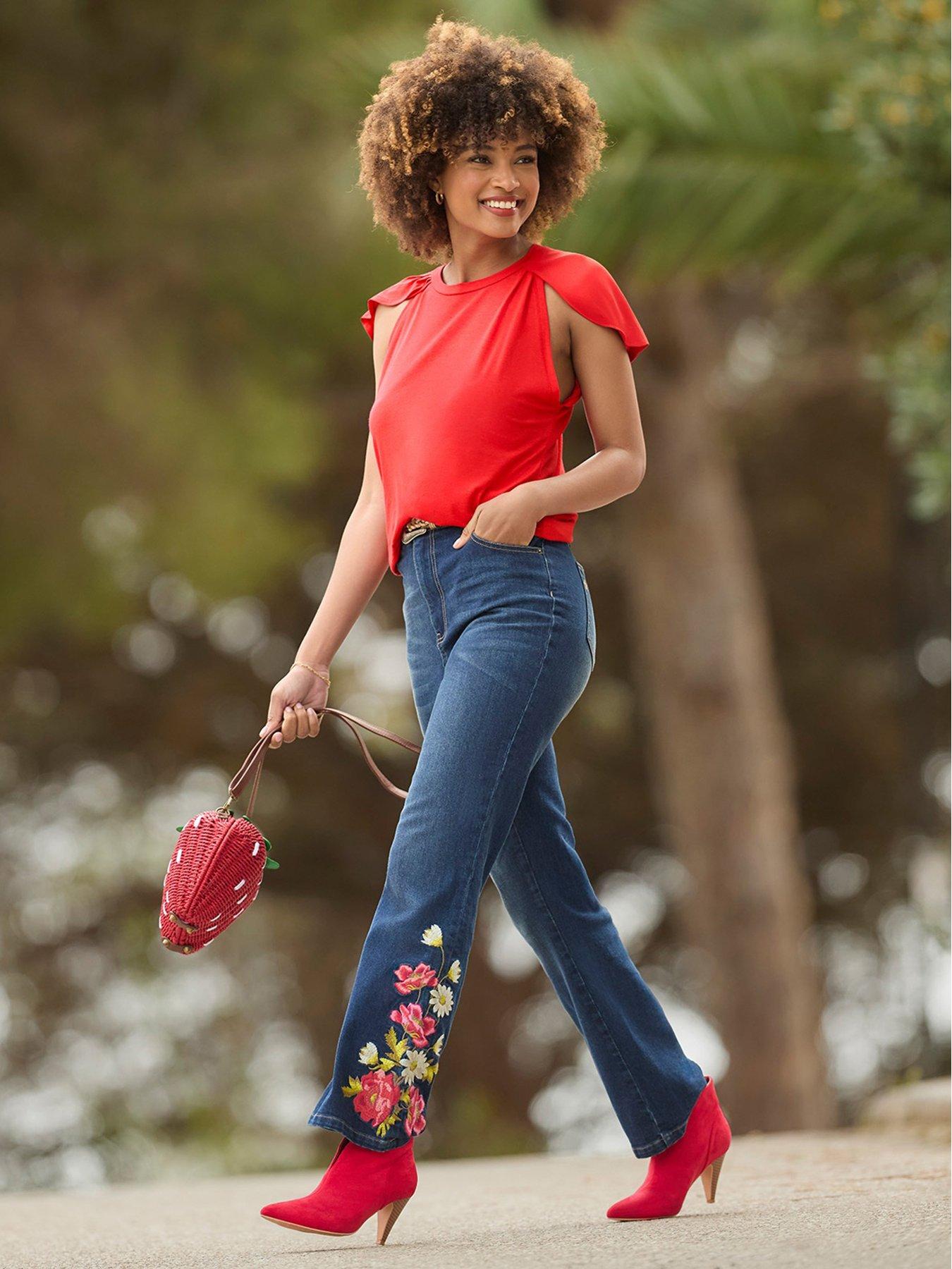 Joe Browns Freya Flutter Sleeve Jersey Top - Red