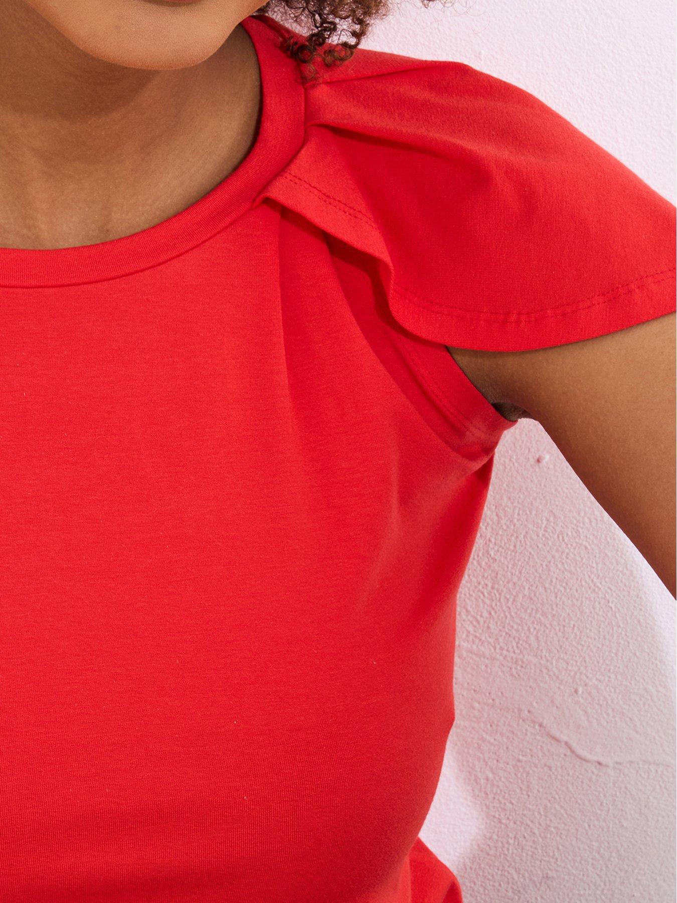 Image 3 of 6 of Joe Browns Freya Flutter Sleeve Jersey Top - Red