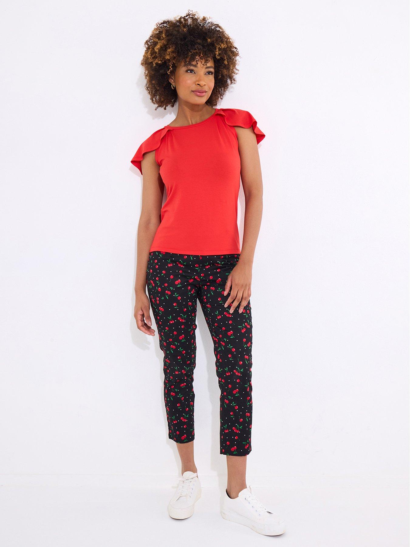 Image 5 of 6 of Joe Browns Freya Flutter Sleeve Jersey Top - Red