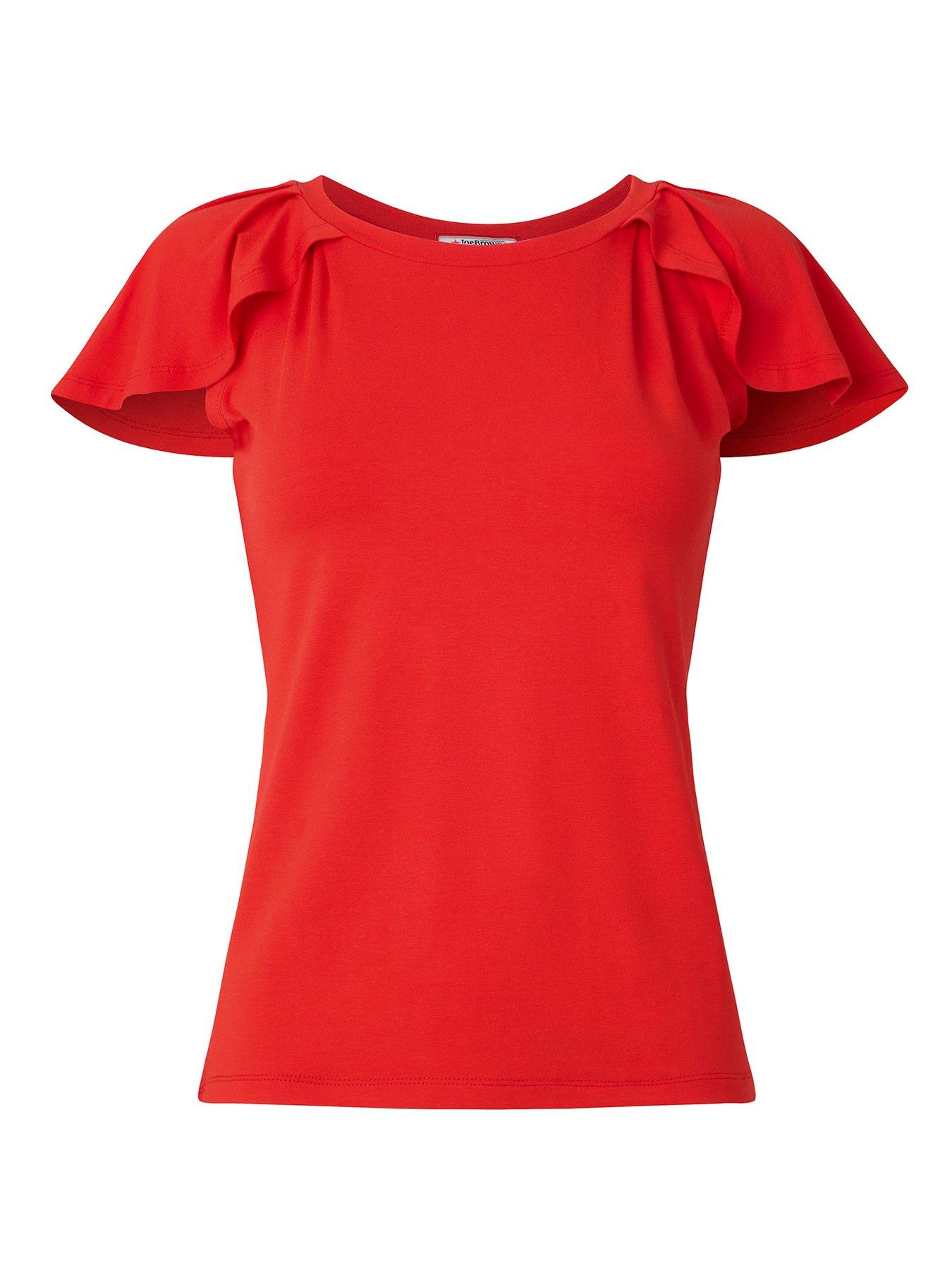 Image 6 of 6 of Joe Browns Freya Flutter Sleeve Jersey Top - Red