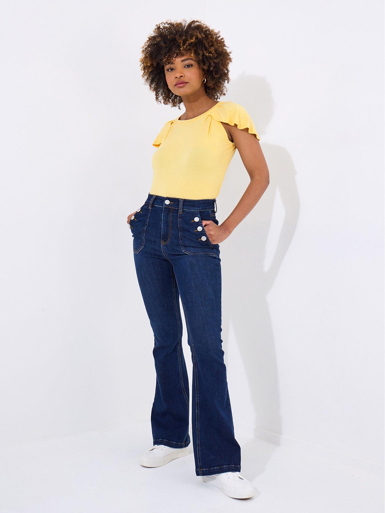 Image 2 of 5 of Joe Browns Freya Flutter Sleeve Jersey Top - Yellow