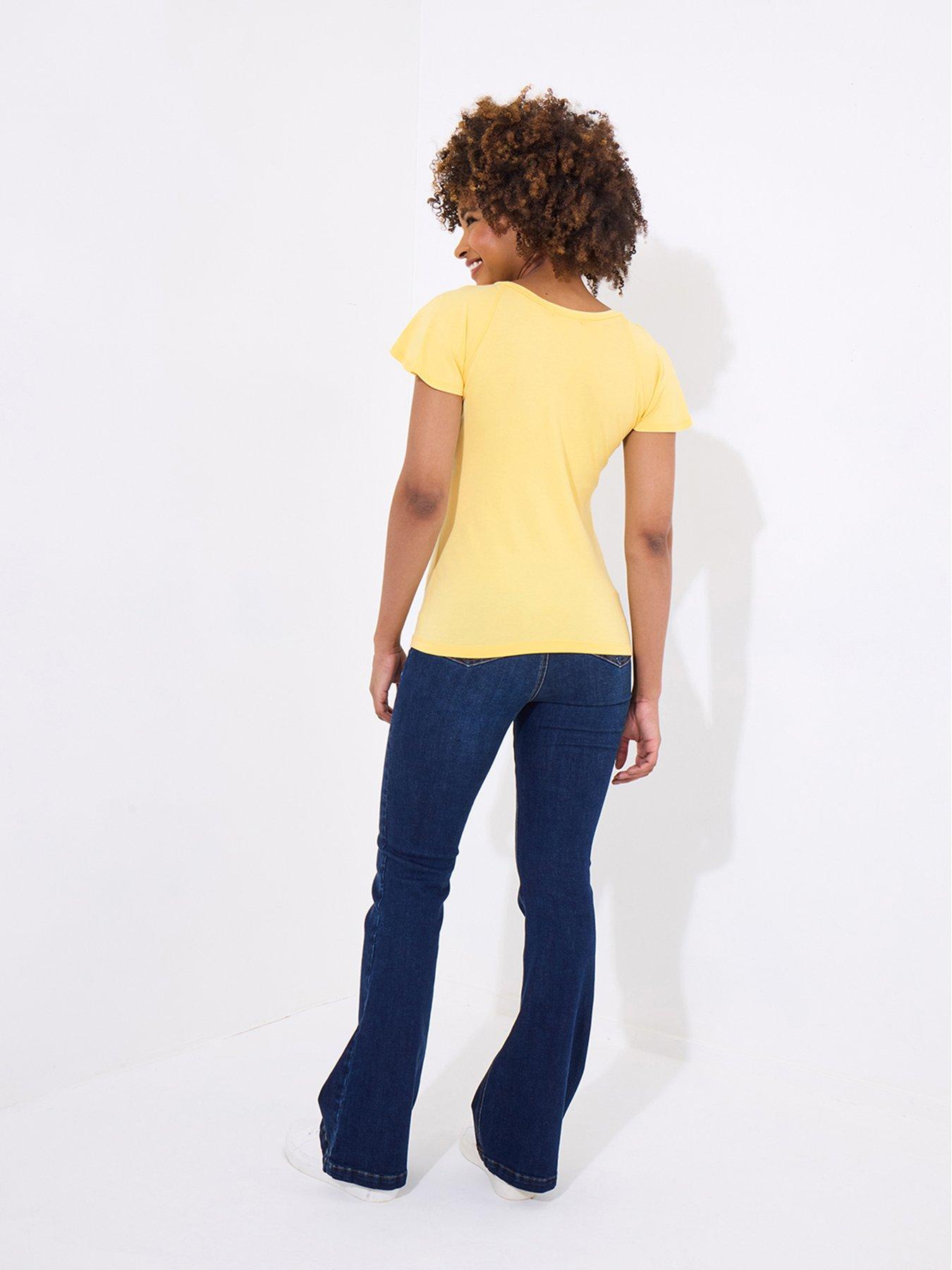 Image 4 of 5 of Joe Browns Freya Flutter Sleeve Jersey Top - Yellow