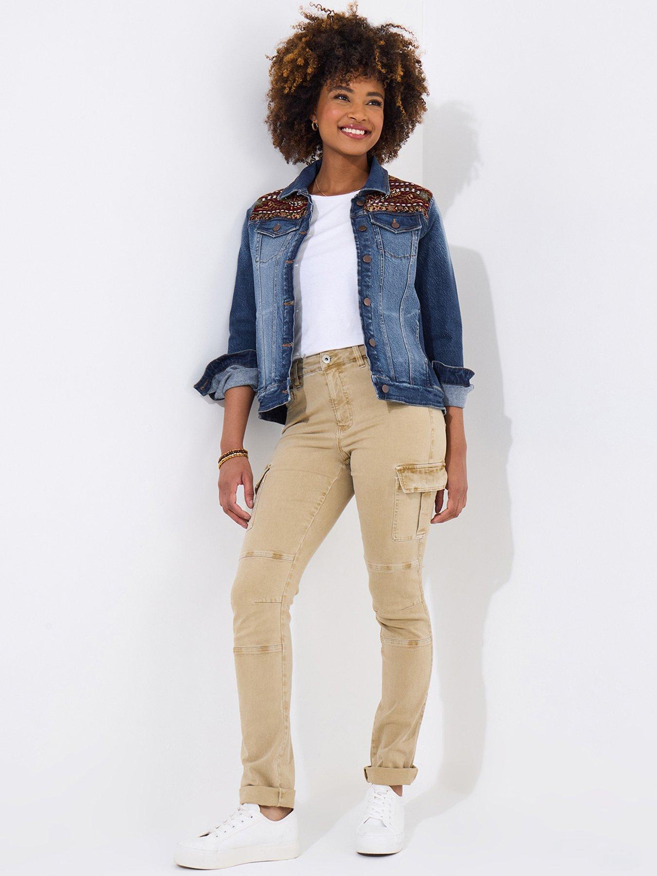 undefined Carla Slim Fit Cargo Pants - Stone