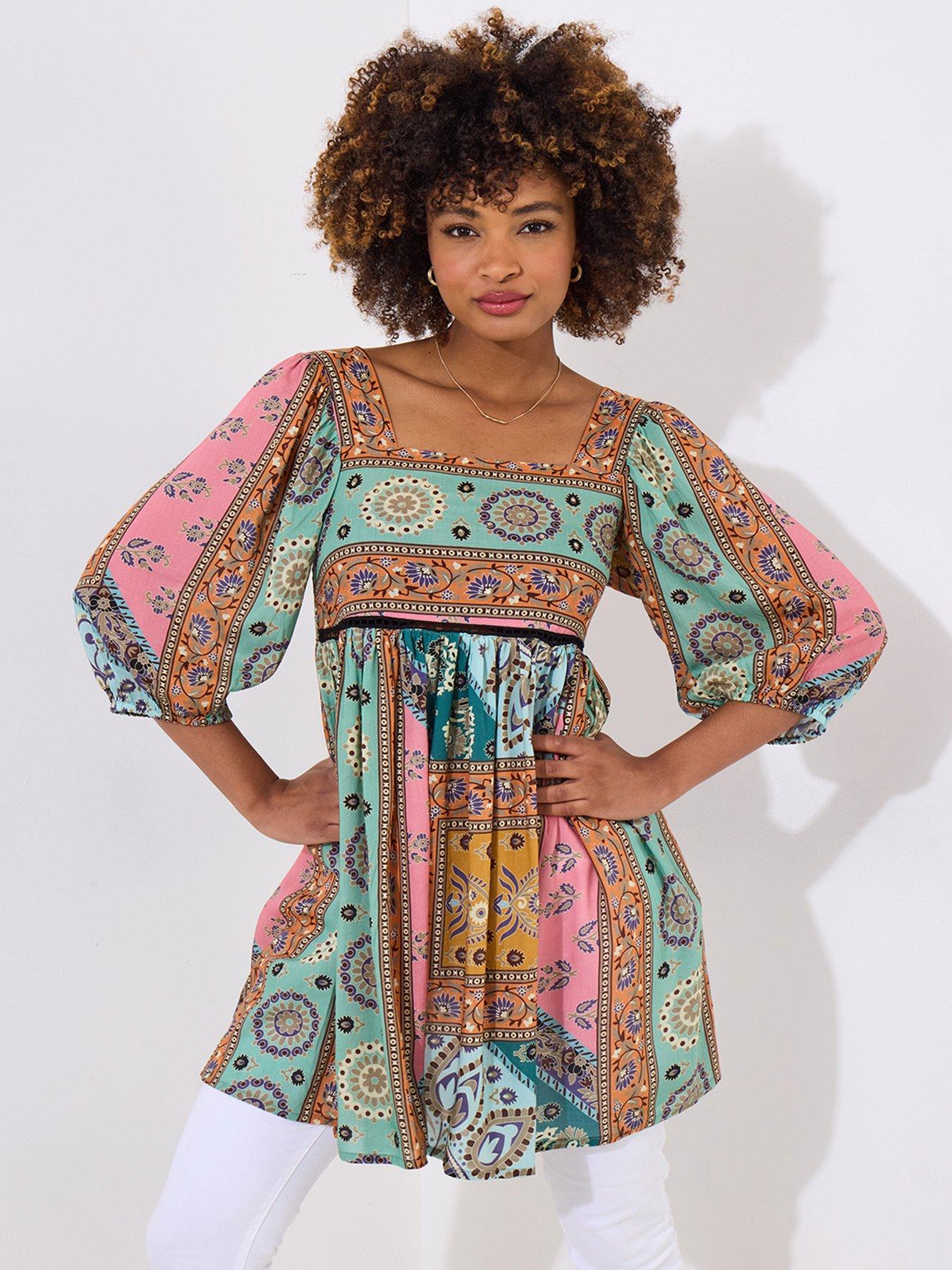 Joe Browns: Isla Patchwork Tunic Dress - Green