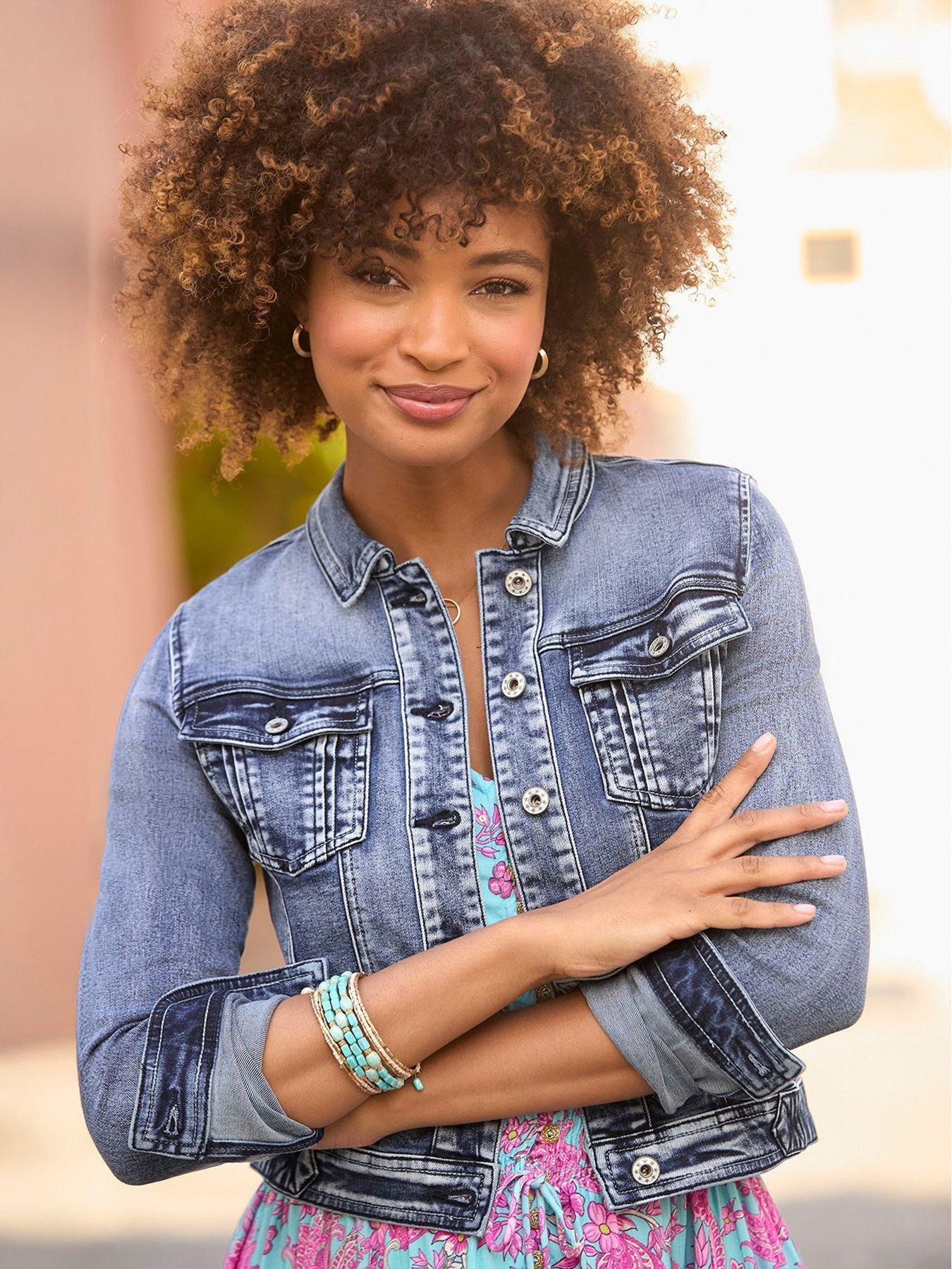 Image 2 of 6 of Joe Browns Embroidered Tree Of Life Stretch Denim Jacket - Blue