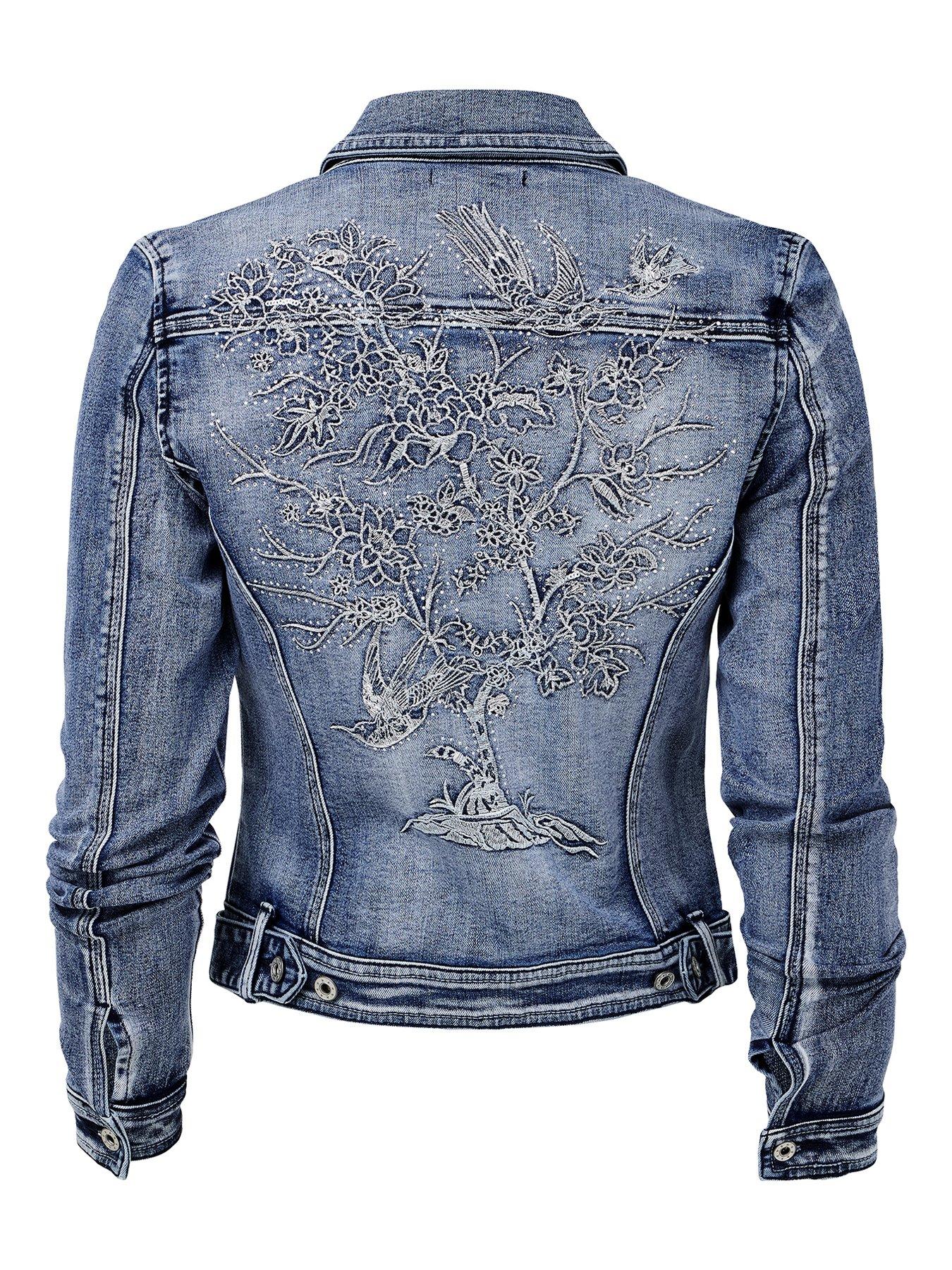 Image 5 of 6 of Joe Browns Embroidered Tree Of Life Stretch Denim Jacket - Blue