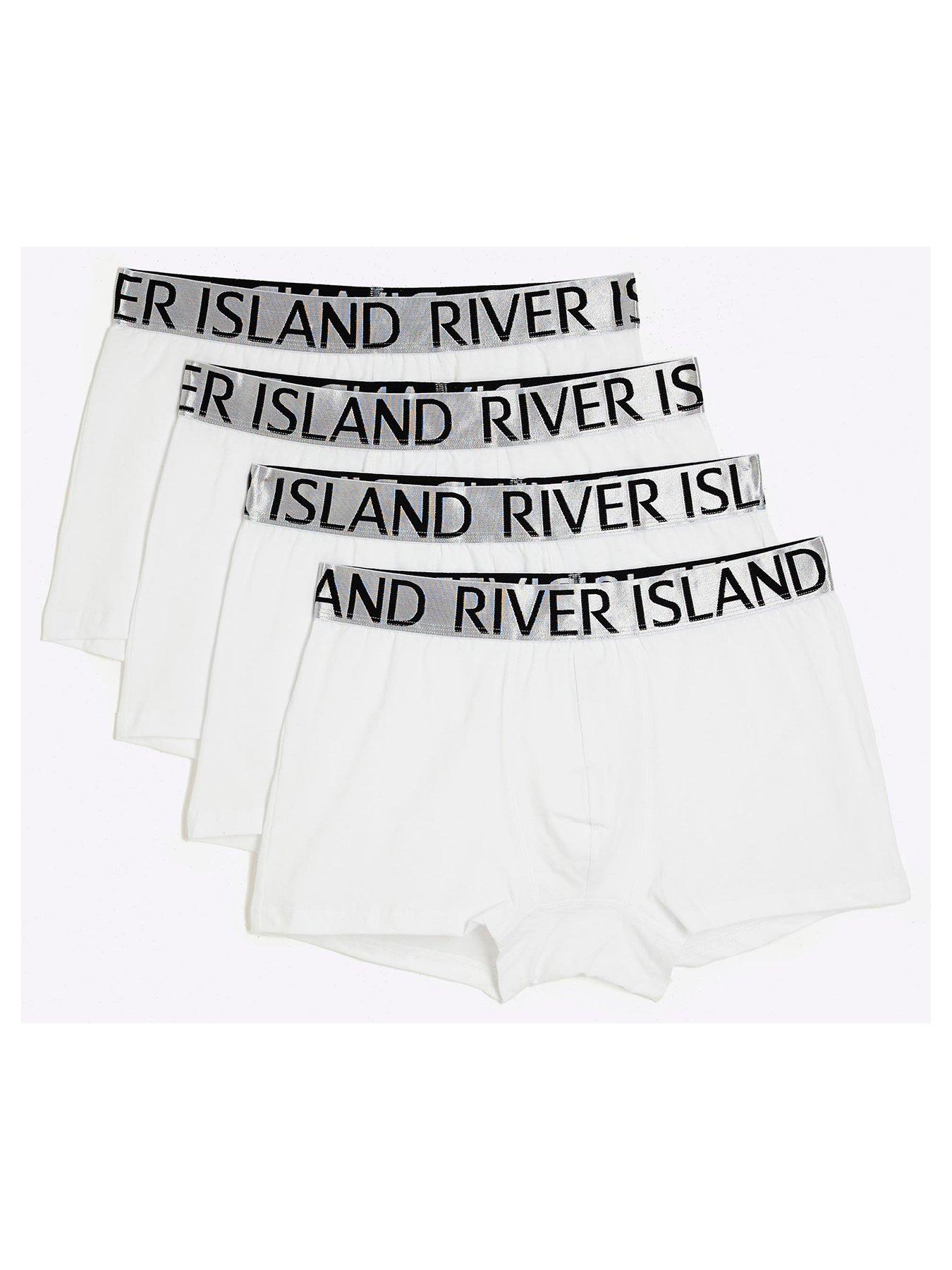 undefined 4 Pack Contrast Waistband Trunks - White