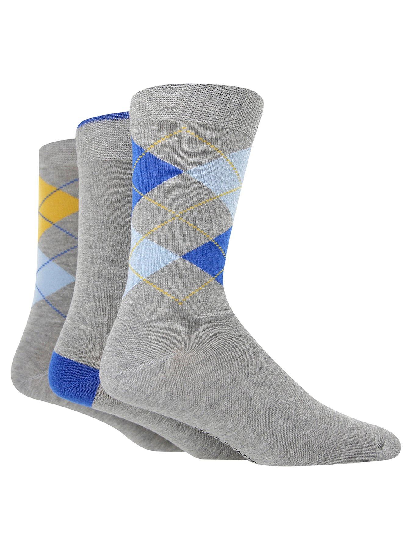 undefined 3 Pack Argyle Crew Socks - Grey
