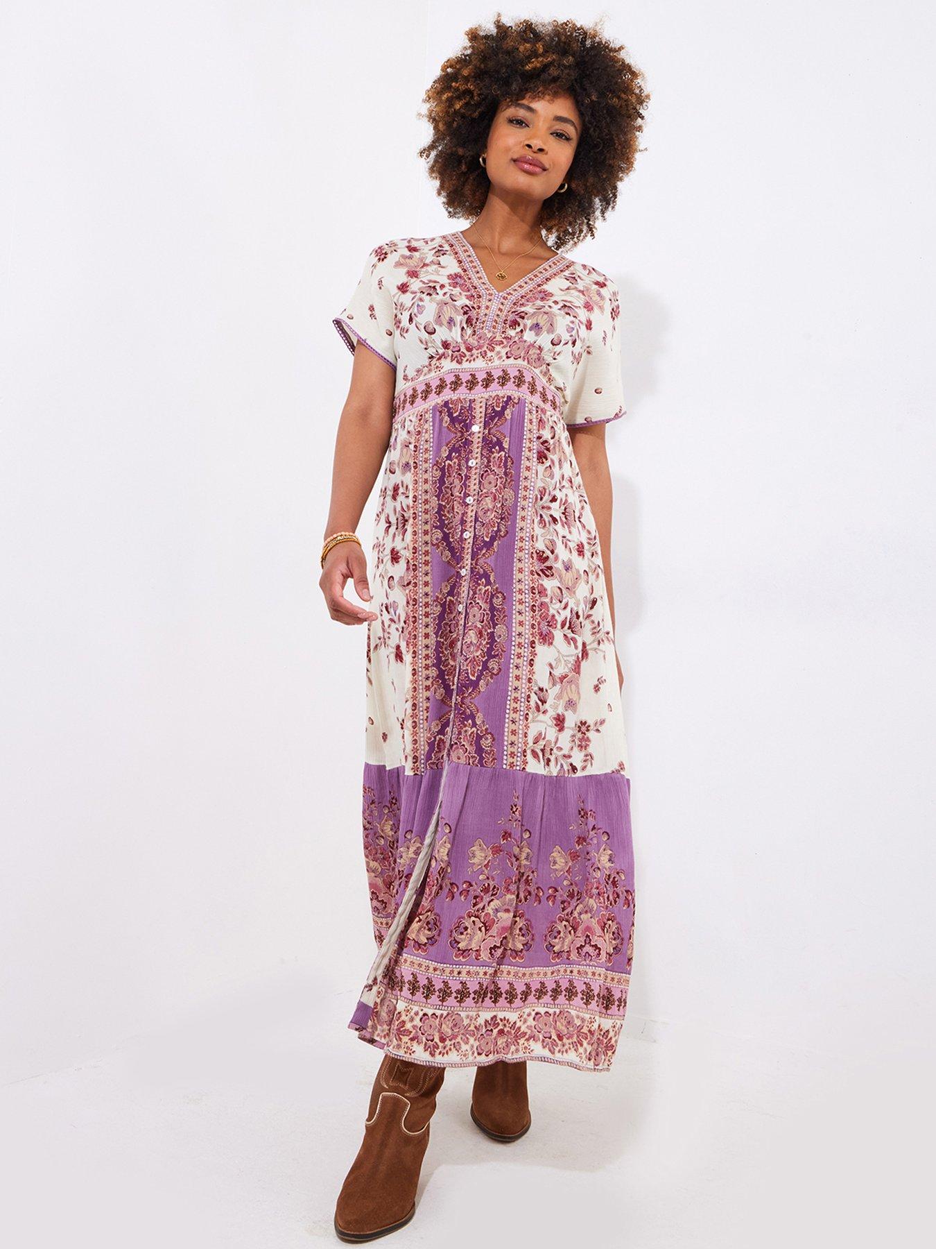 Joe Browns: Vivienne Placement Print Maxi Dress - Purple