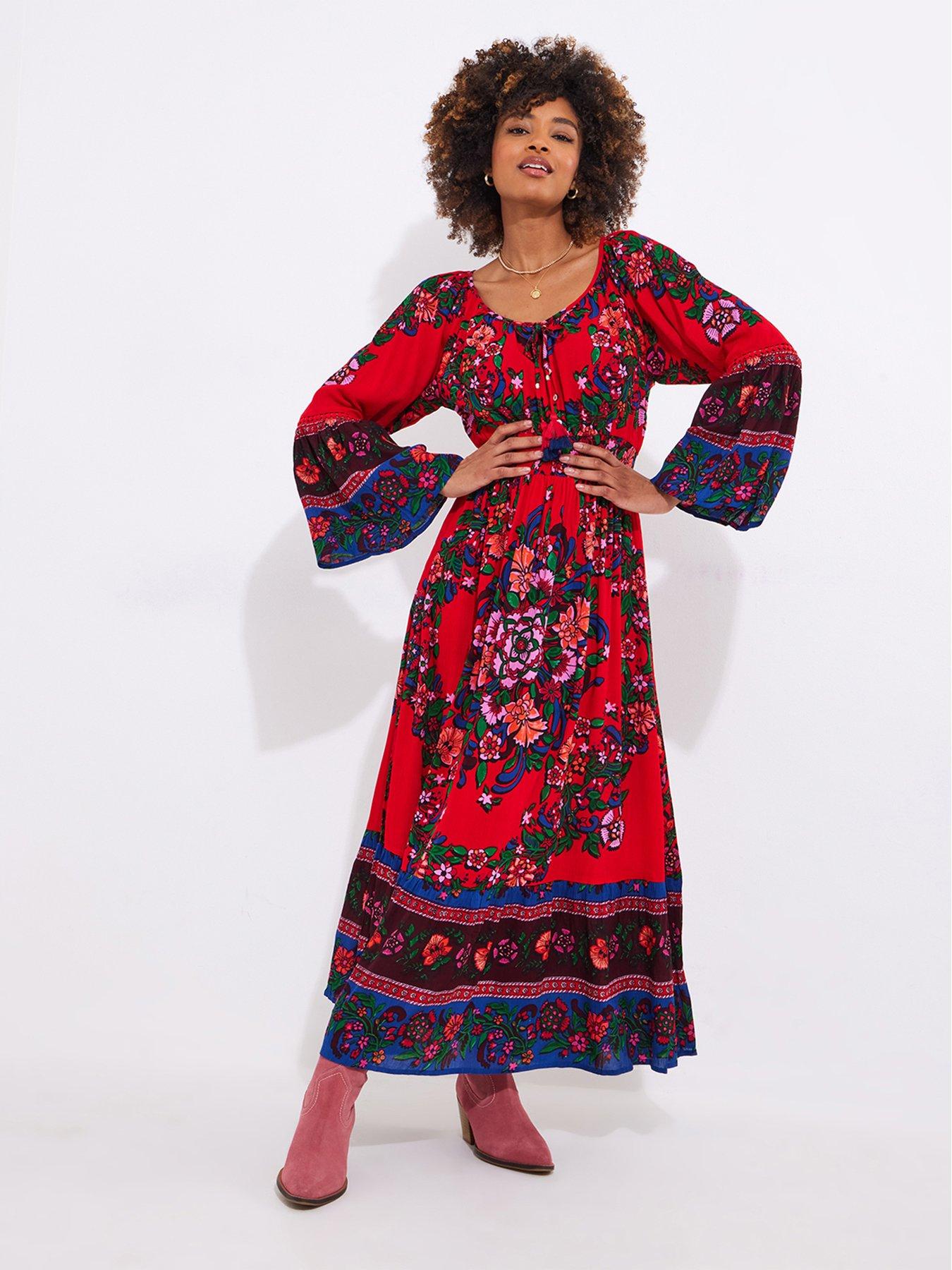 Polo Ralph Lauren Georgette Floral Tie-neck Maxi Dress In Vintage Daisy