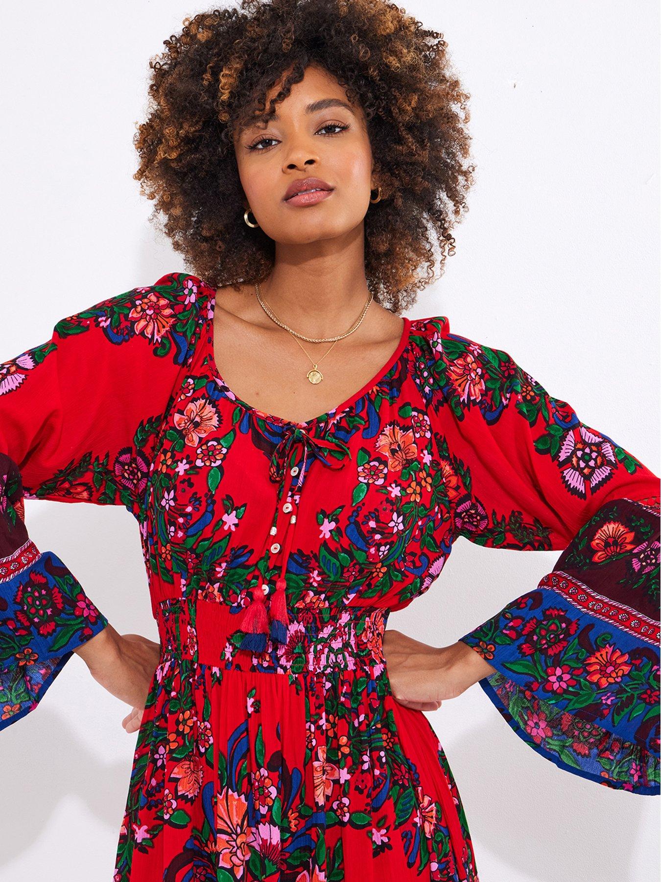Joe Browns Elsa Boho Printed Maxi Dress - Red | Very