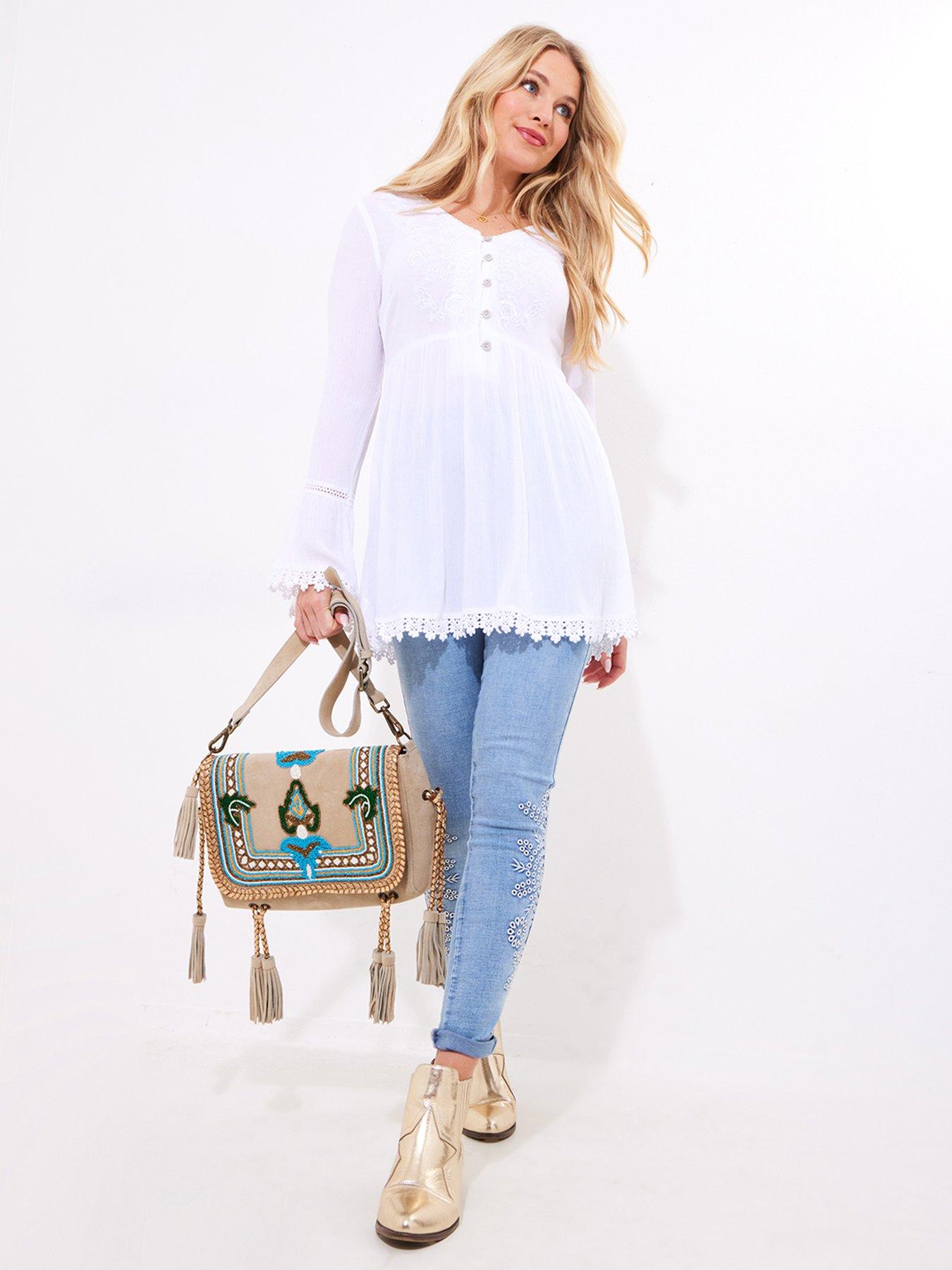 Image 2 of 5 of Joe Browns Ever So Pretty Embroidered Tunic Top - White