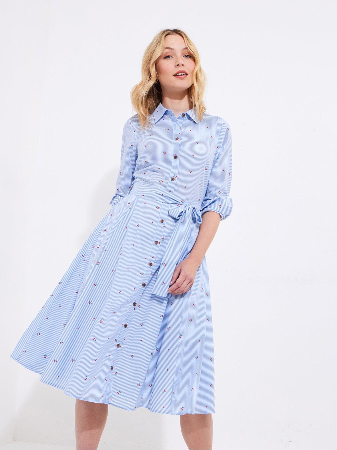 Joe Browns Charming Cherry Cotton Shirt Dress - Blue | Very