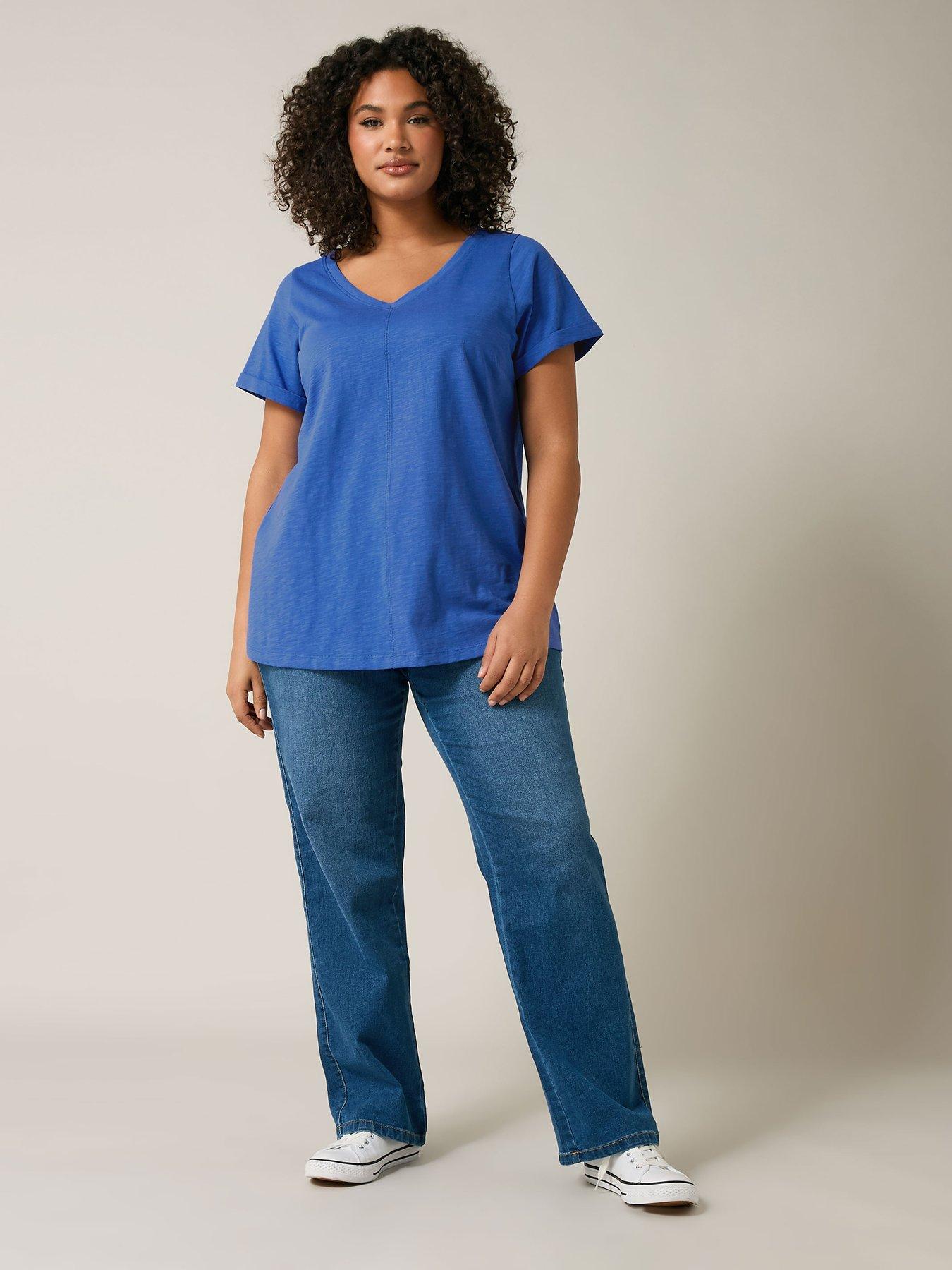 Image 3 of 4 of Evans Jersey Slub T-Shirt - Blue