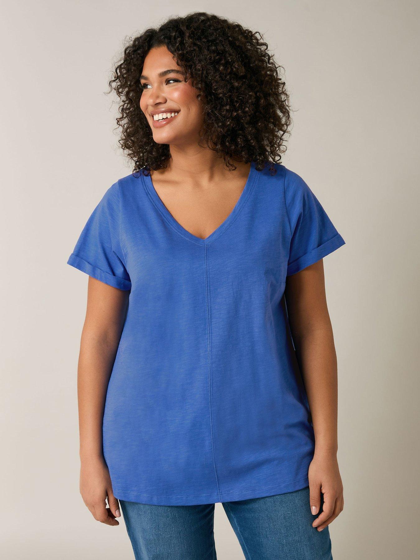 Image 4 of 4 of Evans Jersey Slub T-Shirt - Blue