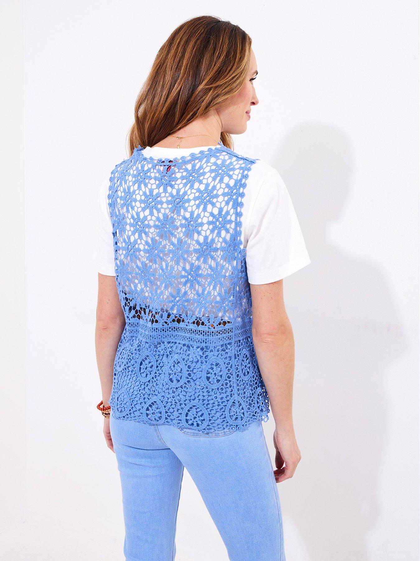 Image 2 of 6 of Joe Browns Summer Blues Crochet Waistcoat - Blue