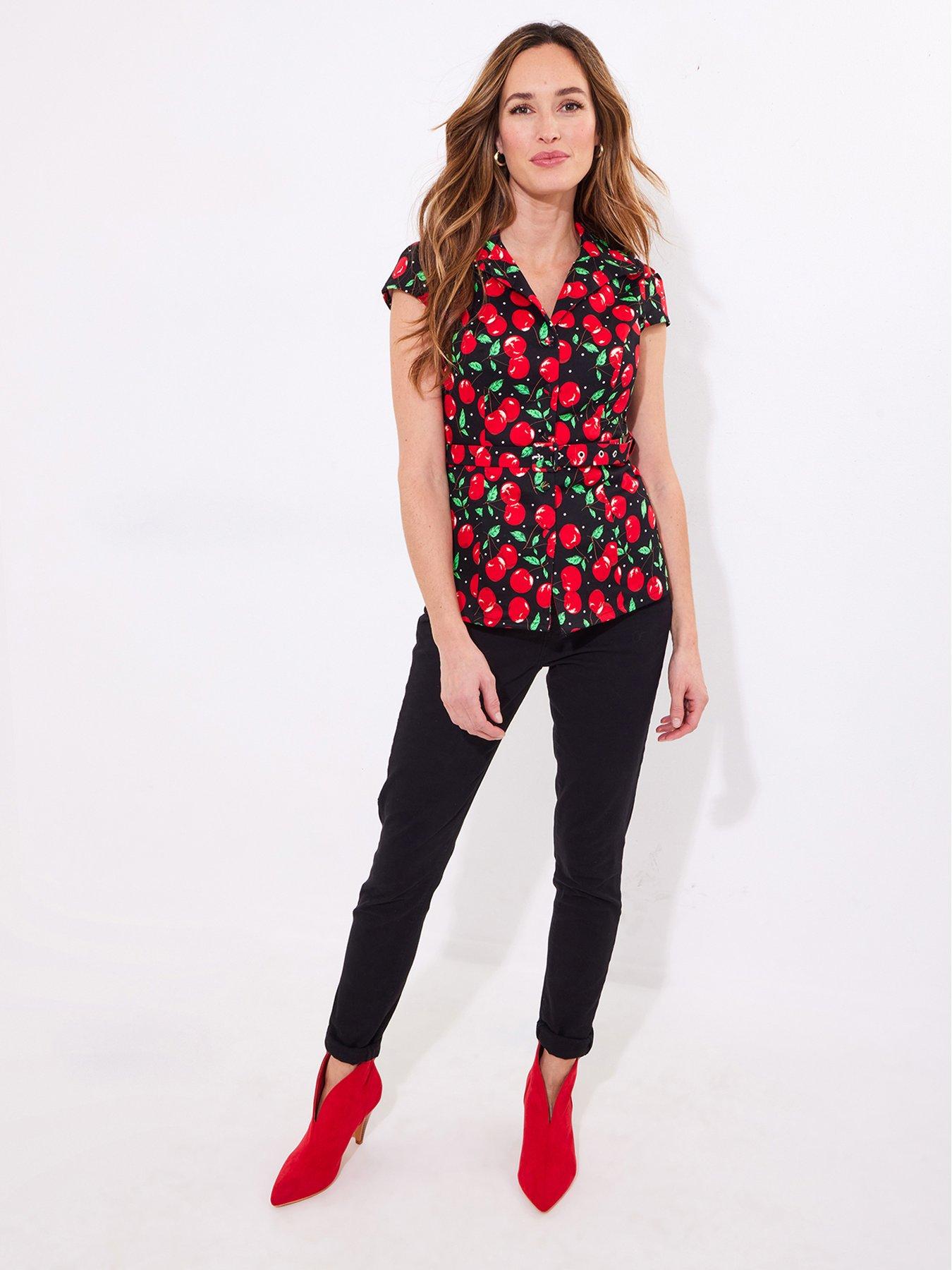 Image 3 of 5 of Joe Browns Cherie Vintage Style Stretch Cotton Top - Red