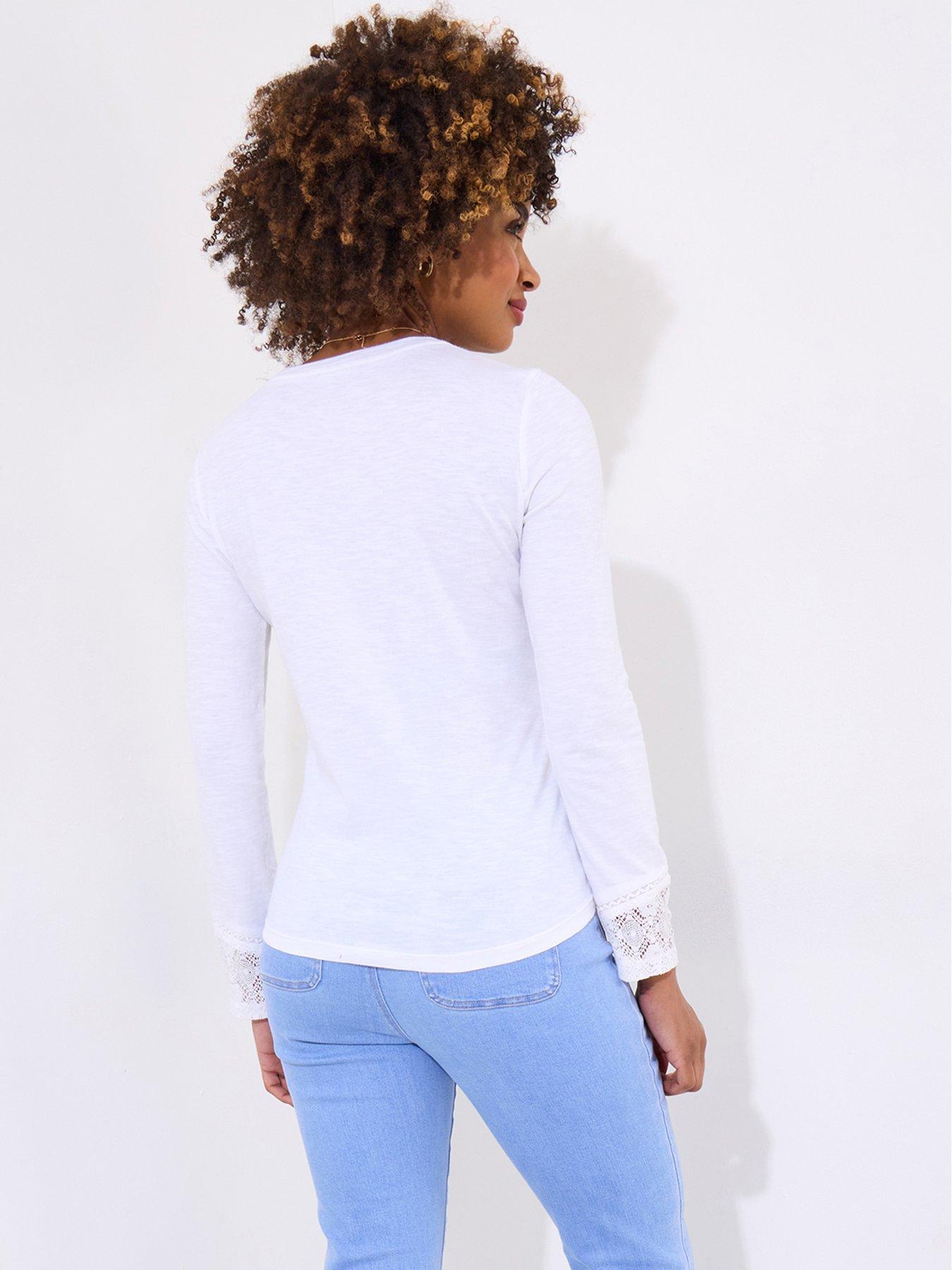 Image 3 of 5 of Joe Browns Lyla Cut-about Lace Jersey Top - White