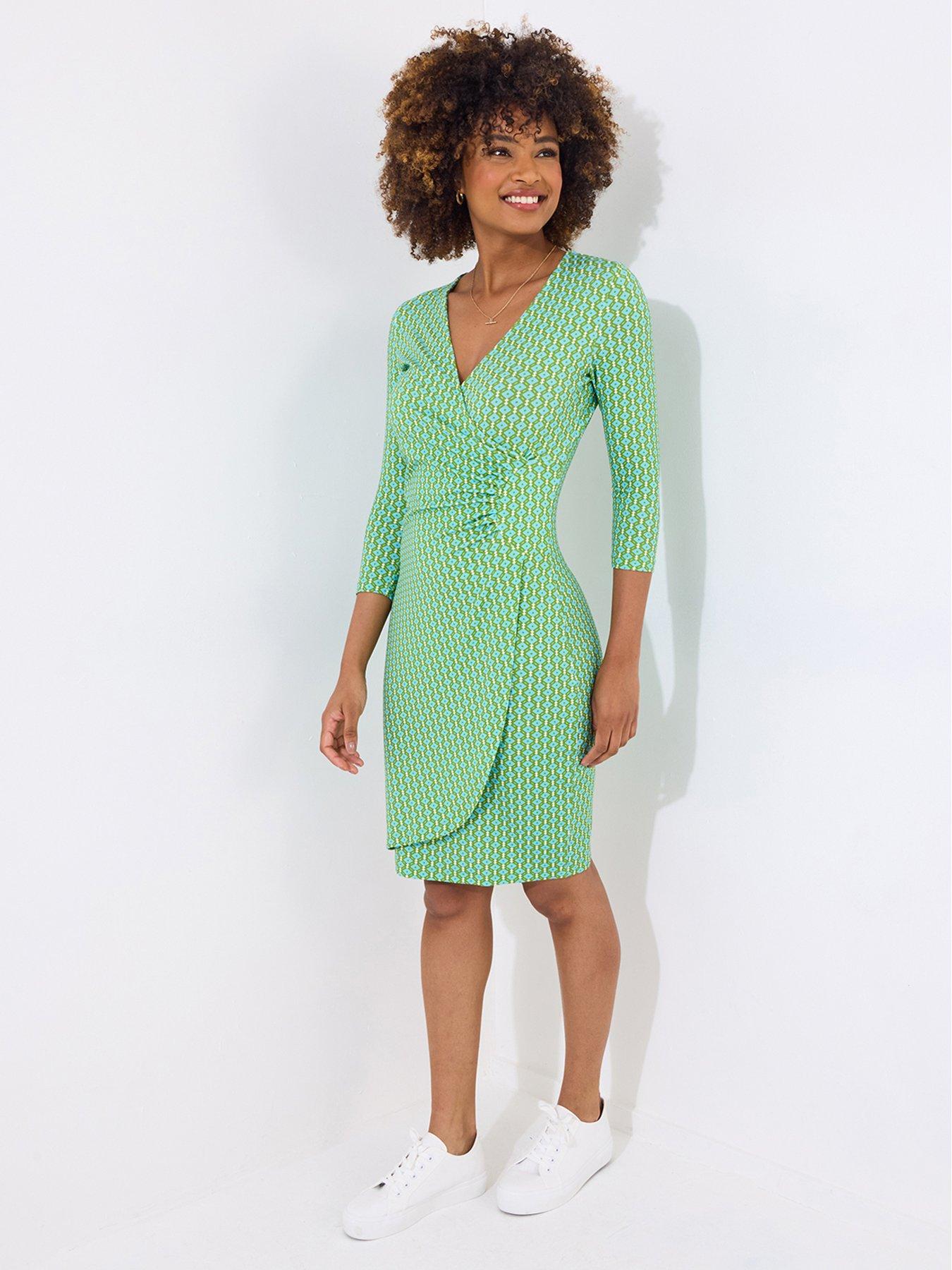 Joe Browns Gemma Geo Print Jersey Dress - Green