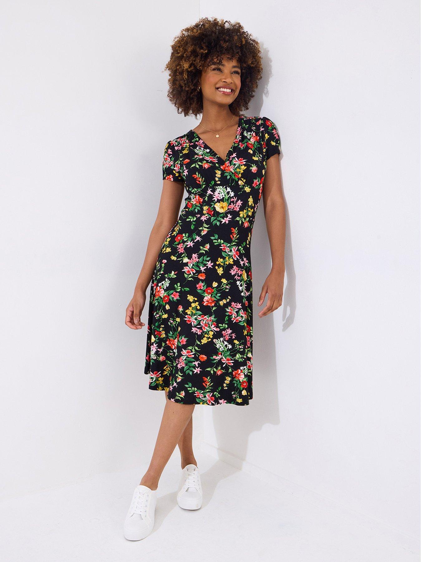Joe Browns Clara Floral Print Jersey Dress - Black | Very