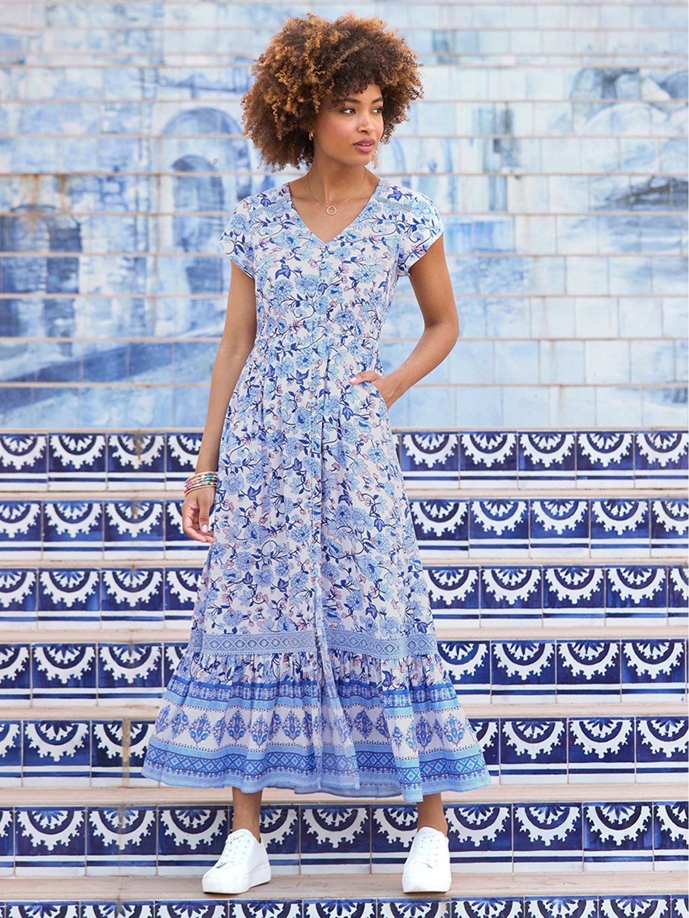 Image 1 of 6 of Joe Browns Lauren Floral Print Maxi Dress - Blue