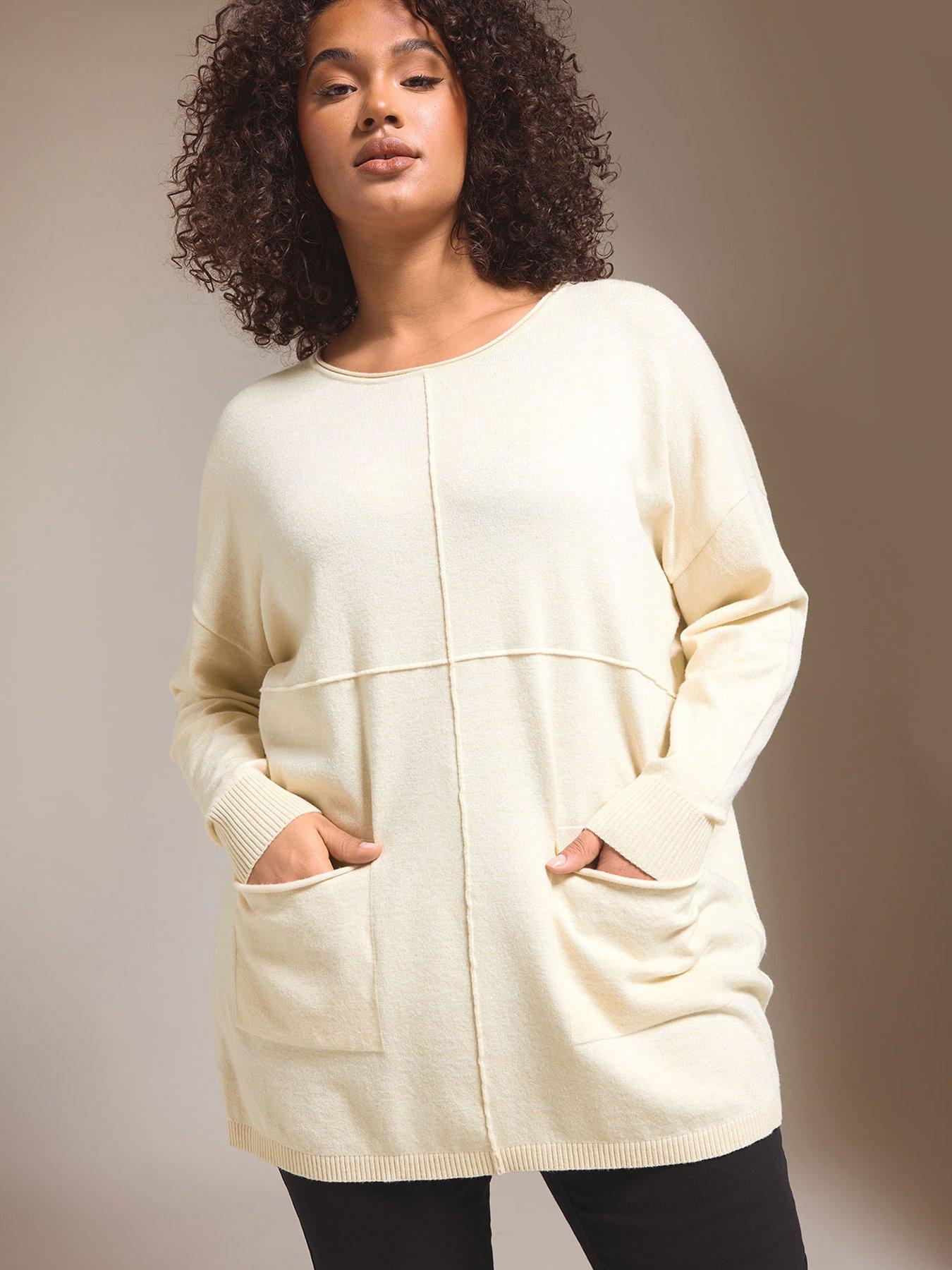 undefined Seam Detail Longline Jumper - Ivory