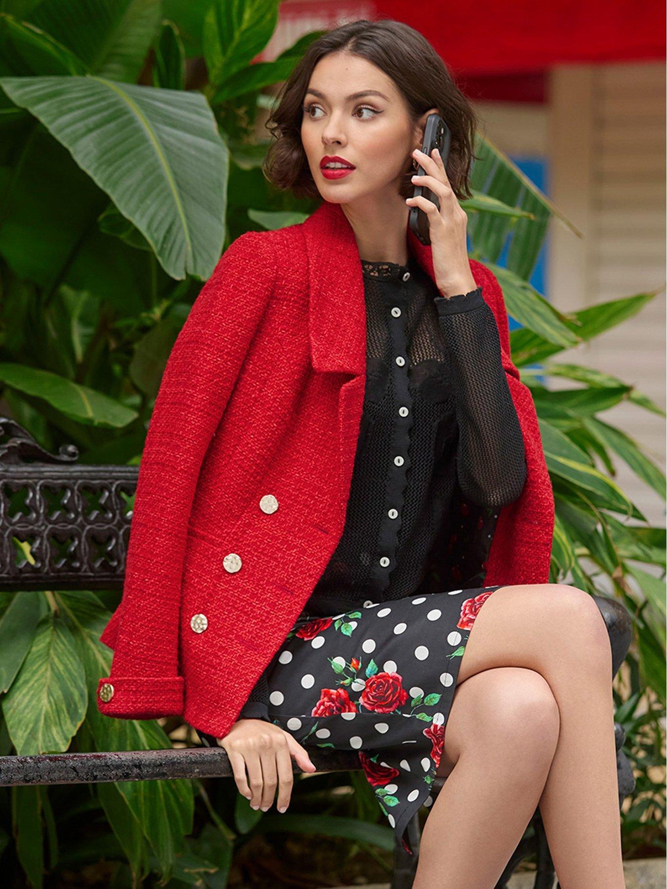 Image 1 of 6 of Joe Browns Elle Statement Tweed Jacket - Red