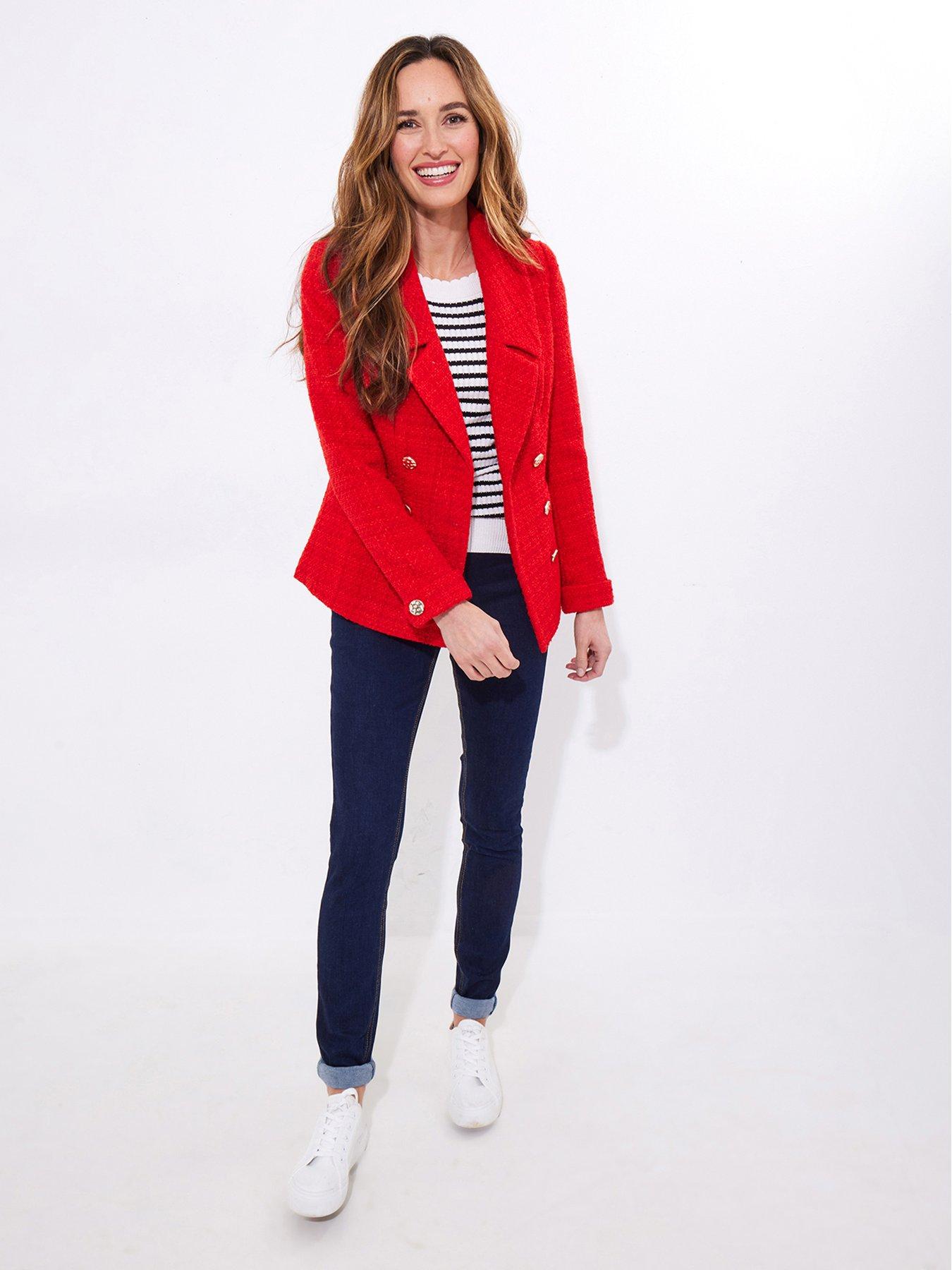 Image 3 of 6 of Joe Browns Elle Statement Tweed Jacket - Red