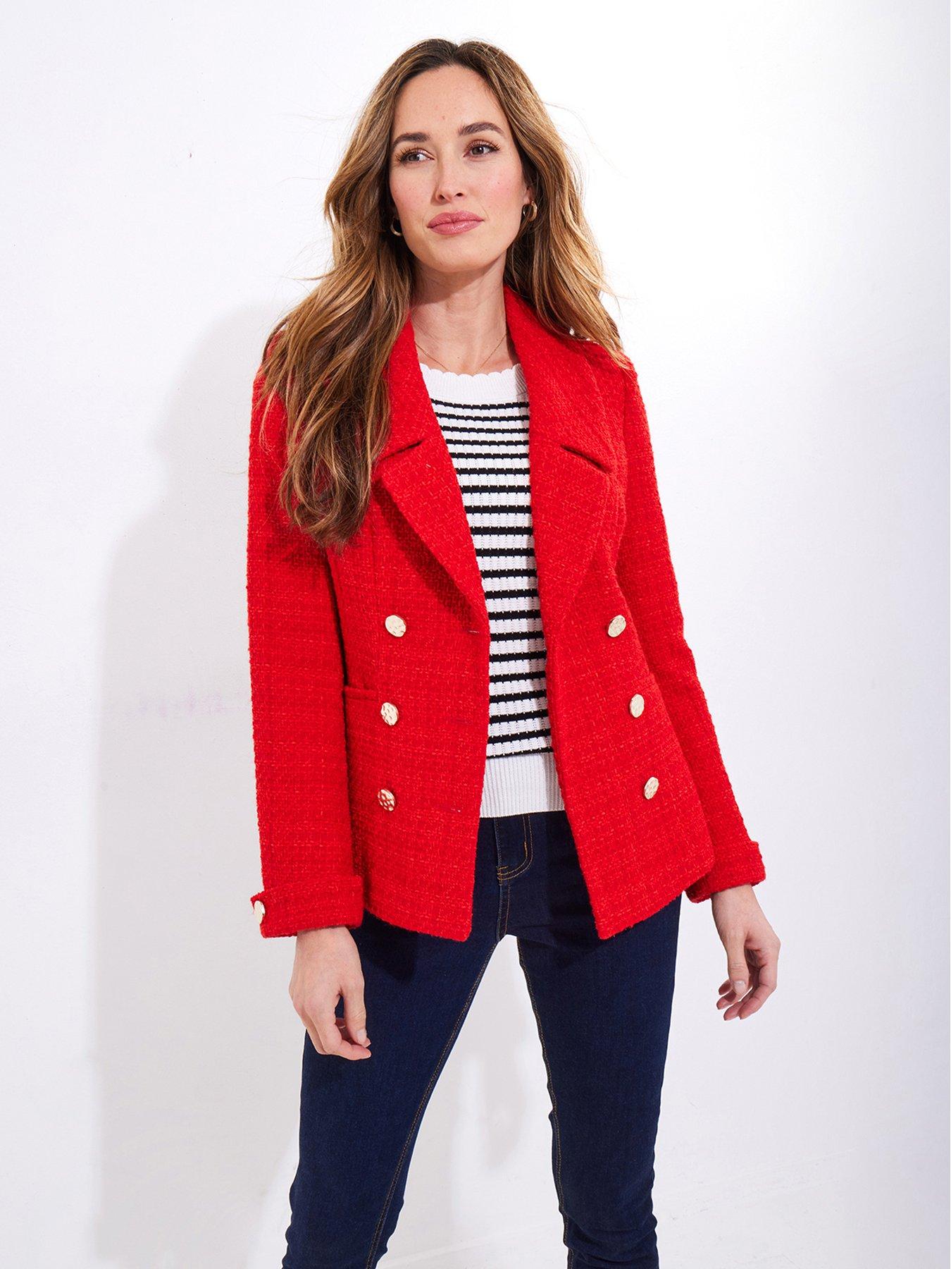 Image 4 of 6 of Joe Browns Elle Statement Tweed Jacket - Red