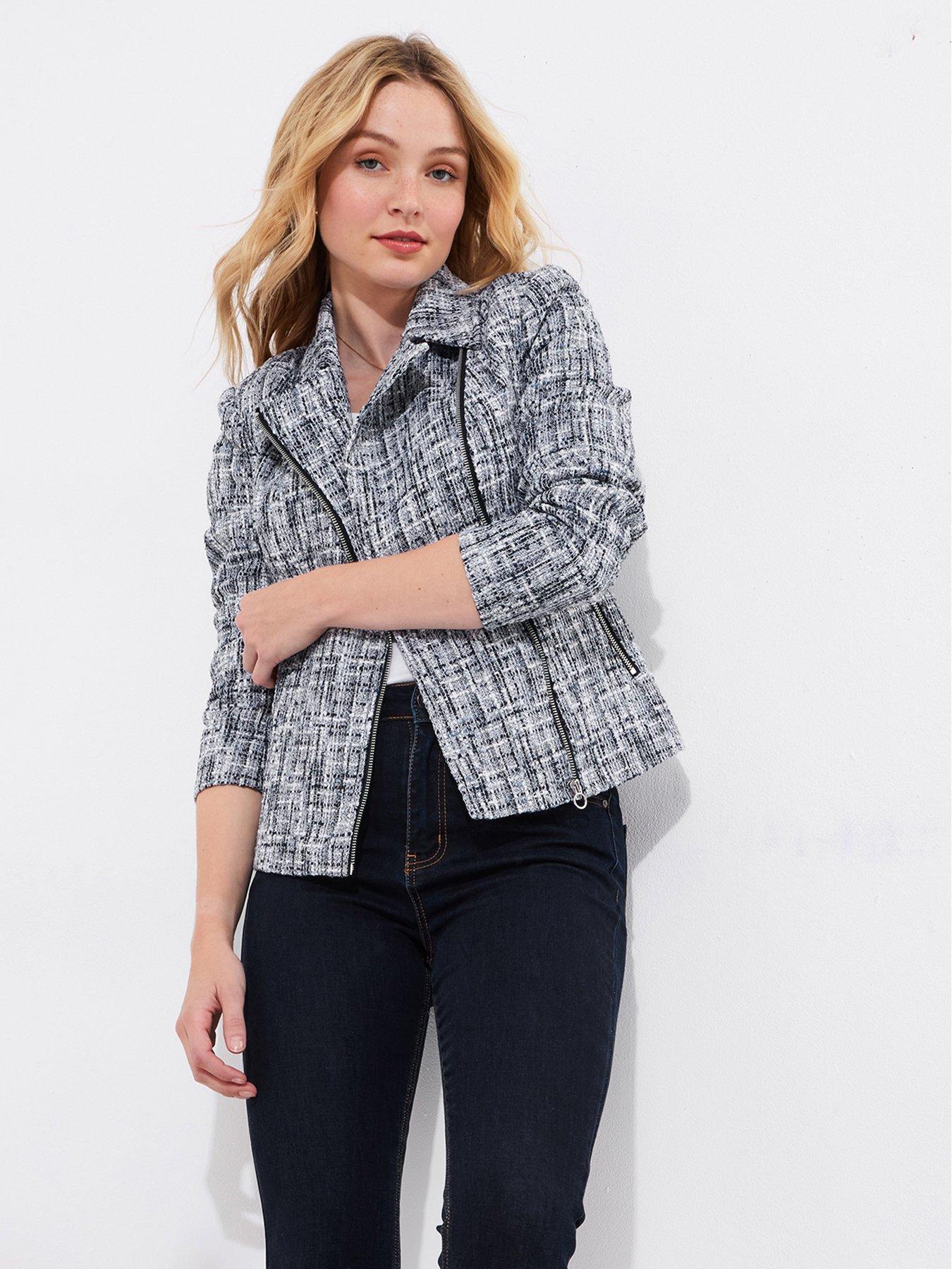 Image 4 of 6 of Joe Browns Lara Tweed Biker Jacket - Blue
