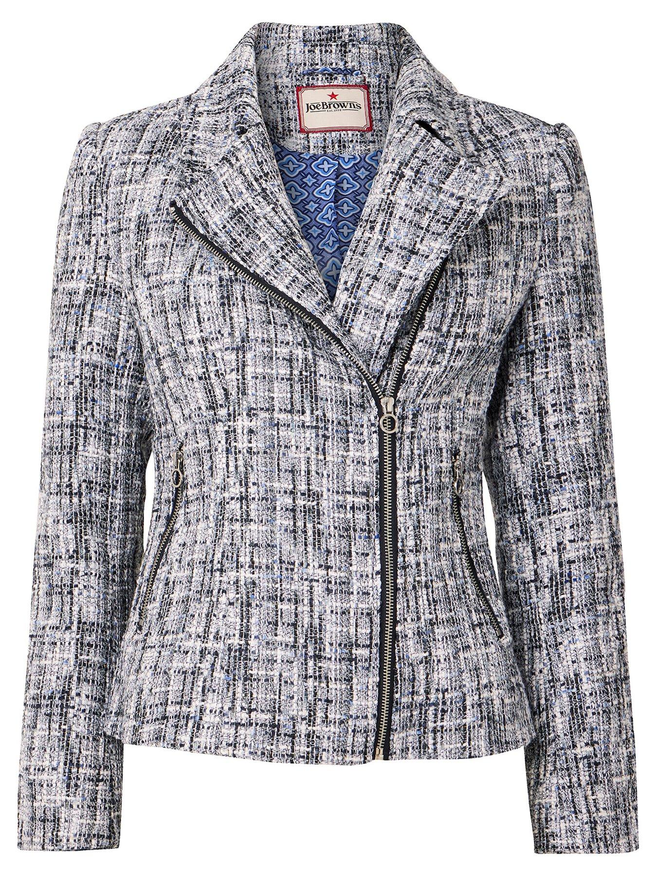 Image 6 of 6 of Joe Browns Lara Tweed Biker Jacket - Blue