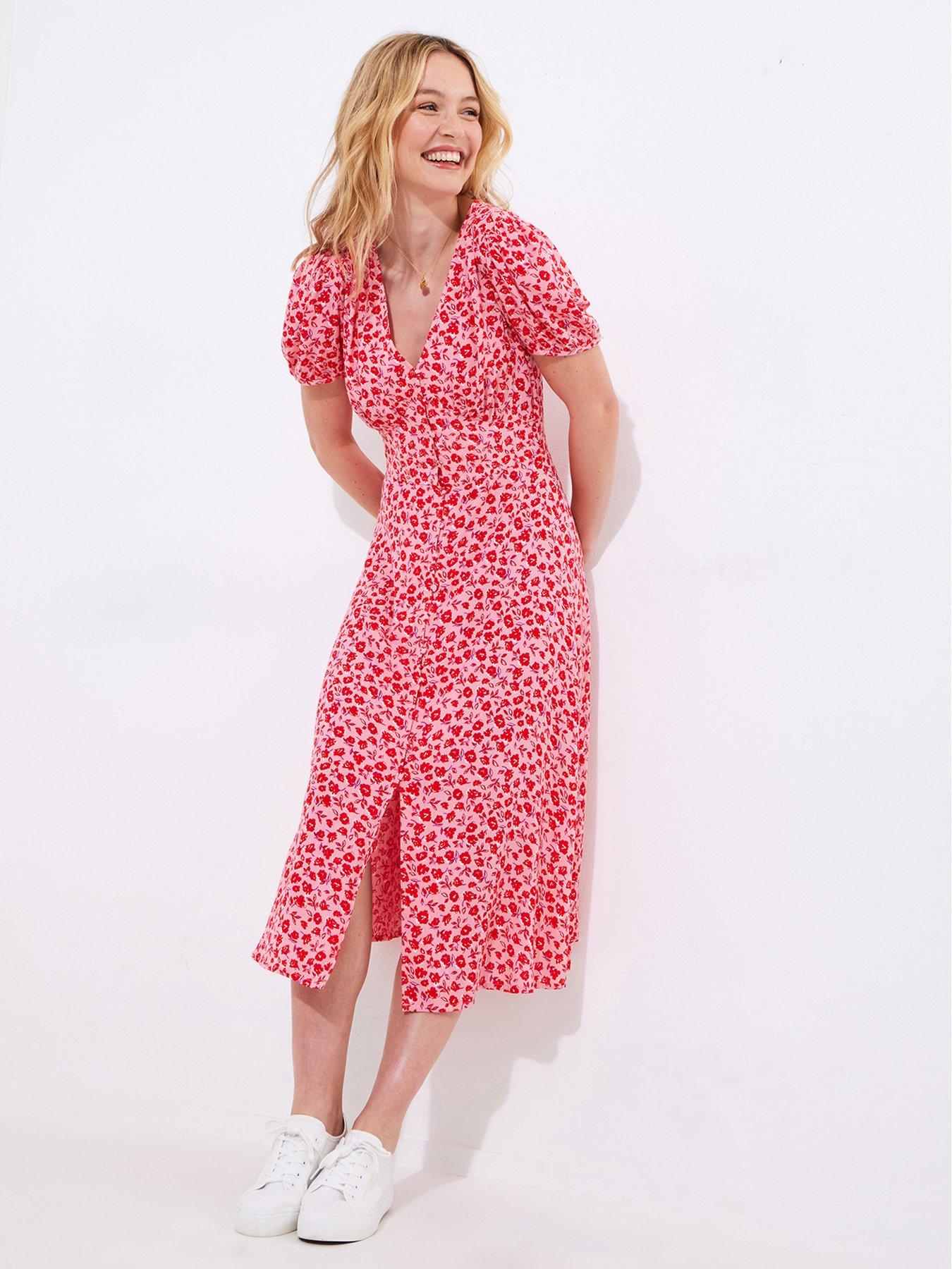 Image 1 of 5 of Joe Browns Roses Are Red Floral Printed Midi Dress - Red