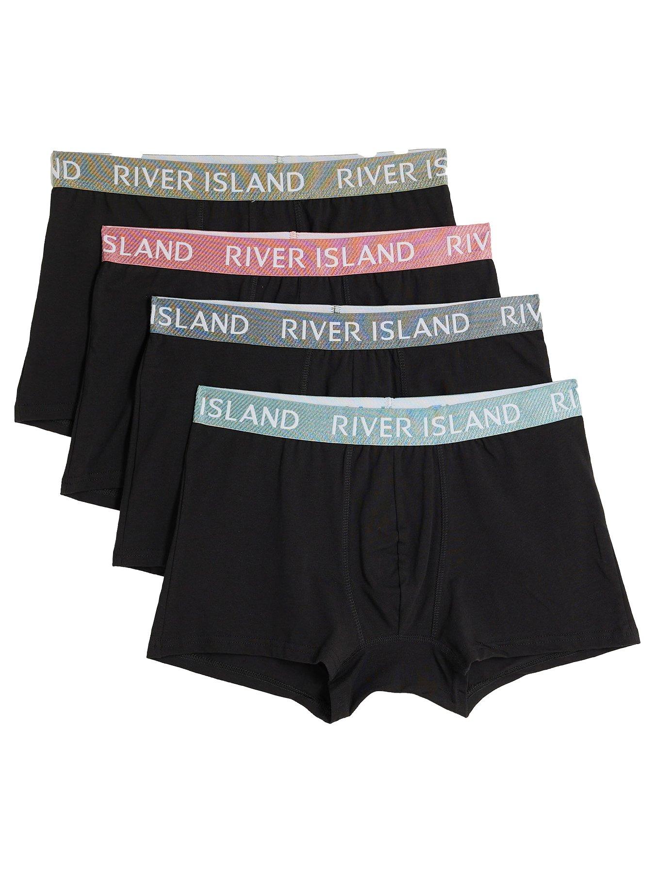 undefined 4 Pack Colour Contrast Waistband Trunks - Black