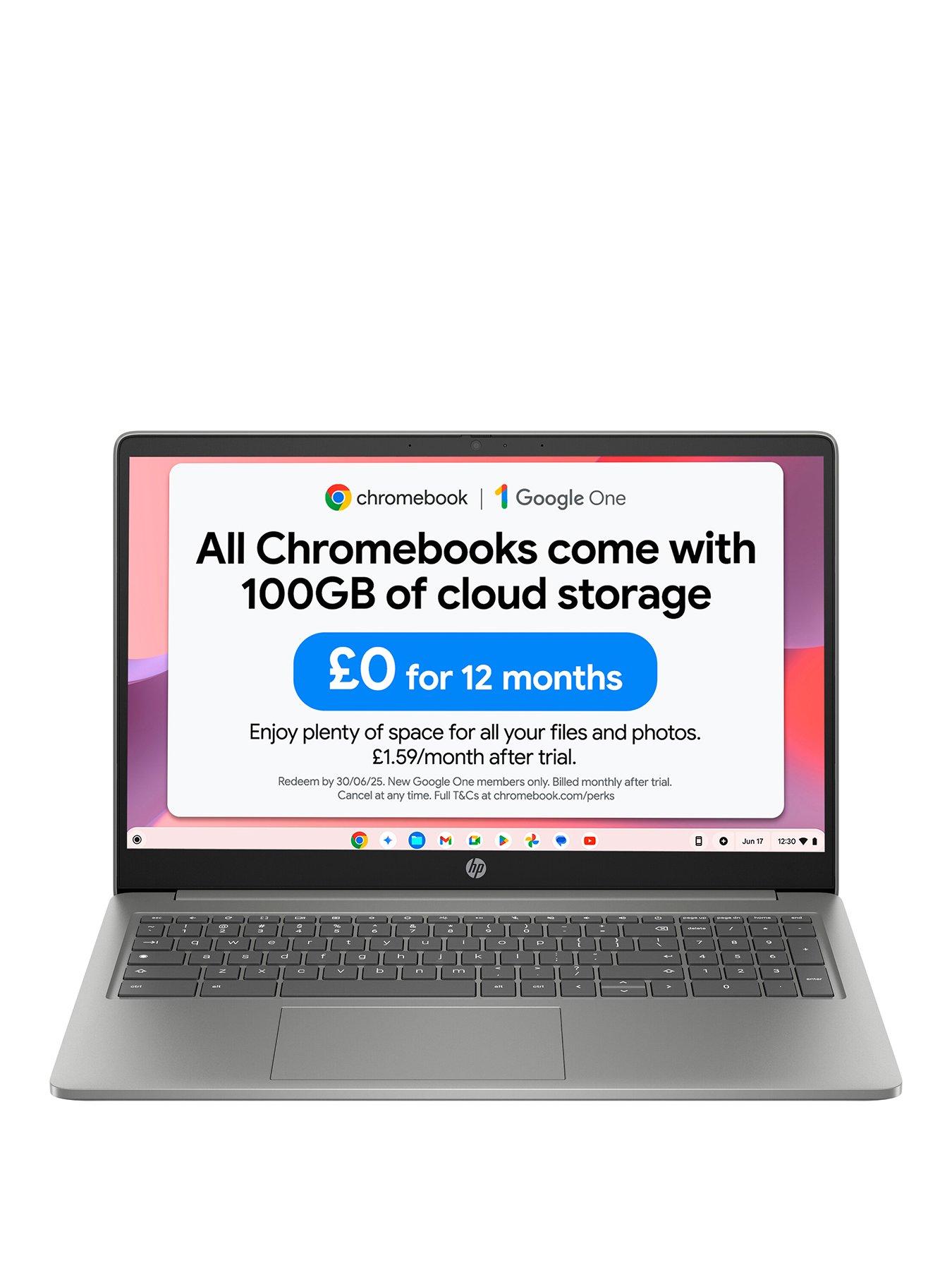 Image 1 of 8 of HP Chromebook 15a-nb0006na - 15.6in HD, Intel N100, 4GB RAM,&nbsp;128GB SSD - Silver