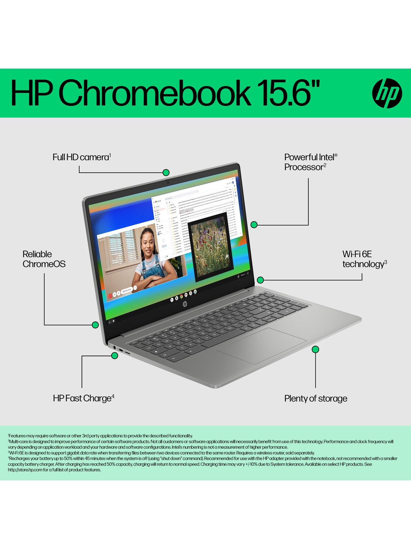 Image 2 of 8 of HP Chromebook 15a-nb0006na - 15.6in HD, Intel N100, 4GB RAM,&nbsp;128GB SSD - Silver