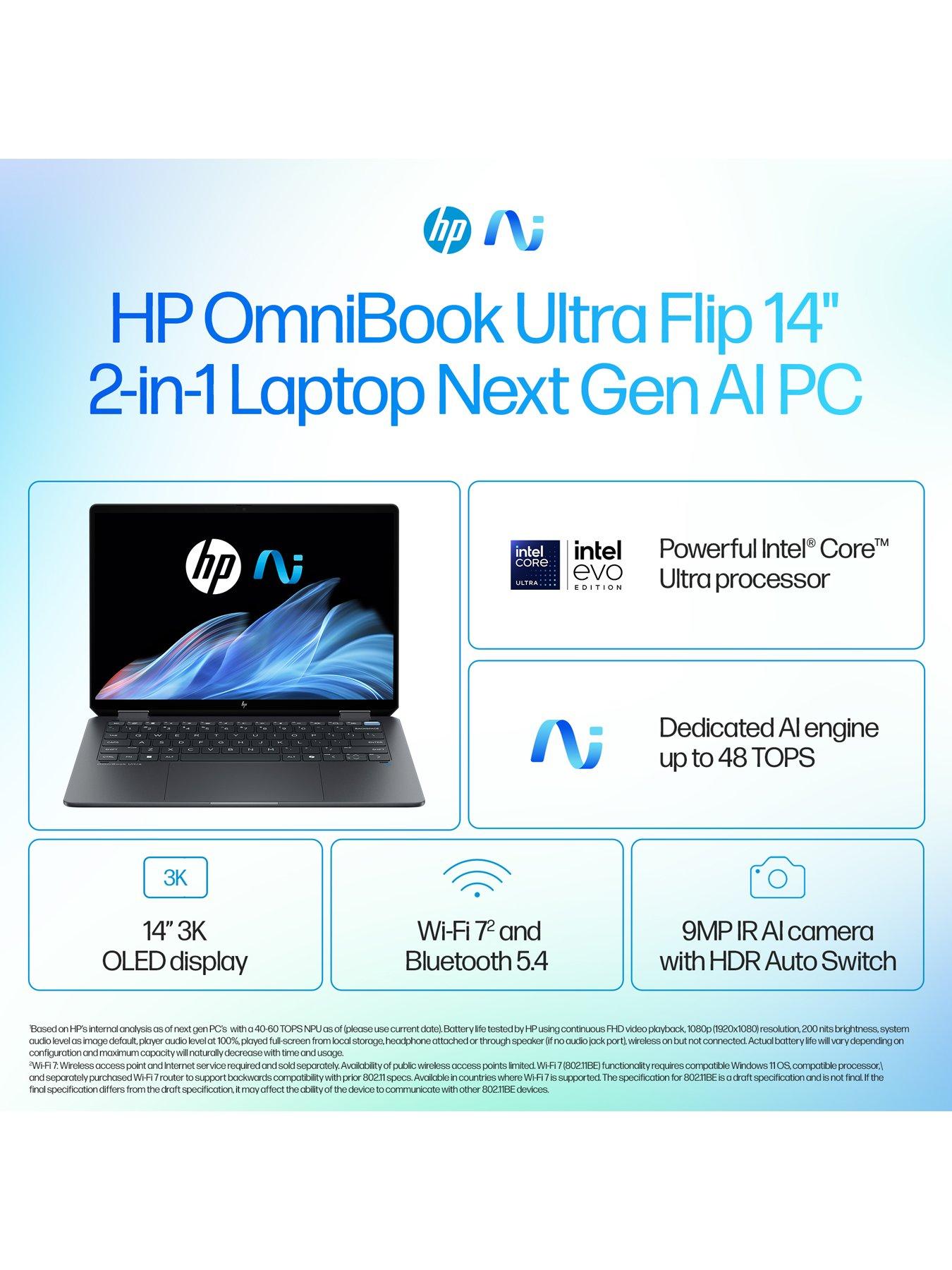 Image 4 of 8 of HP OmniBook Ultra Flip 14-fh0006na - Copilot+ PC - Intel&amp;reg; Core&amp;trade; Ultra 7 256V - Intel Arc - 16GB RAM - 1TB SSD - 14in - 2.8K OLED Touchscreen Laptop - Grey