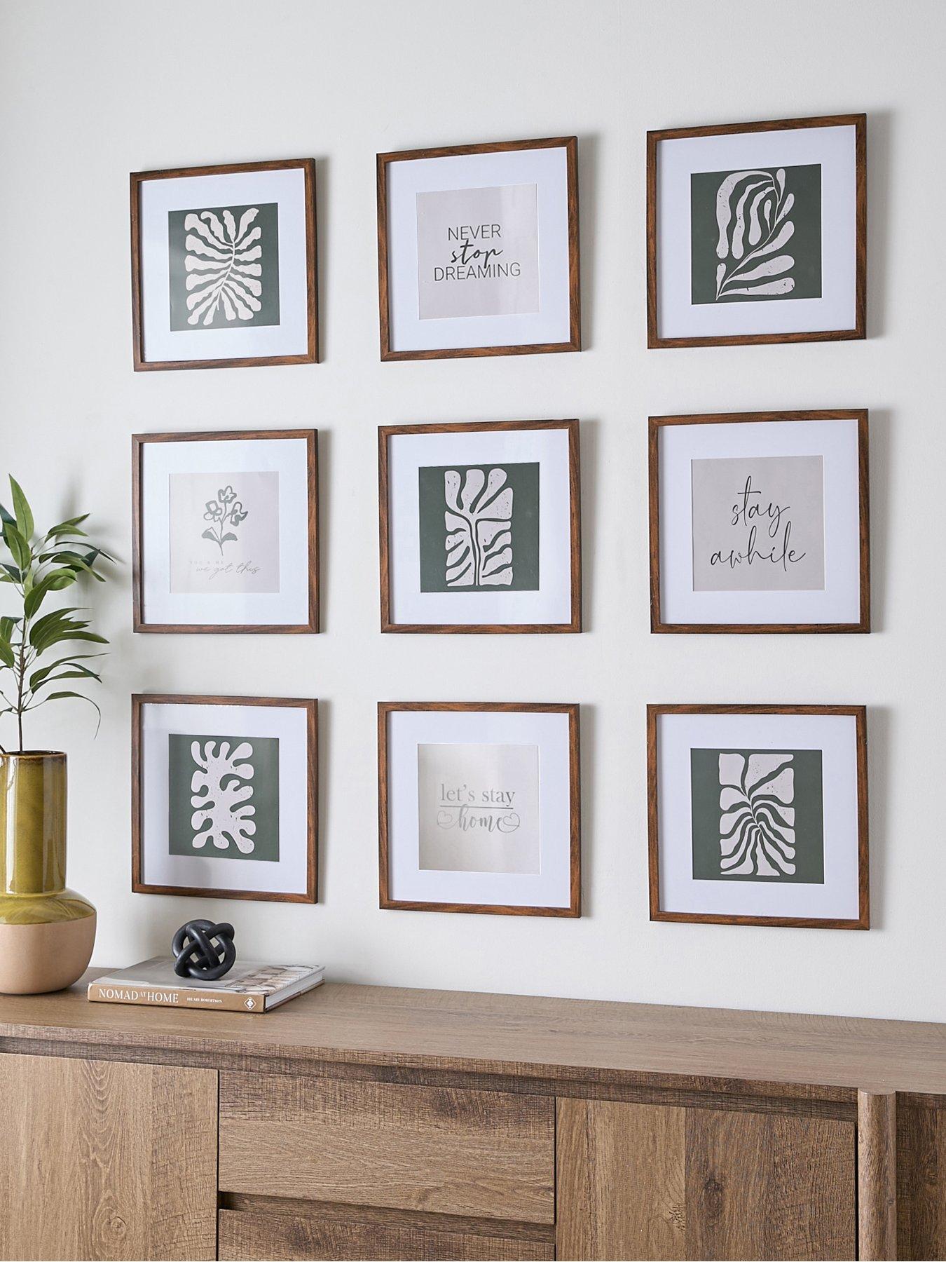 Very Home Set of 9 Brown Square Gallery Photo Frames 12x12inch