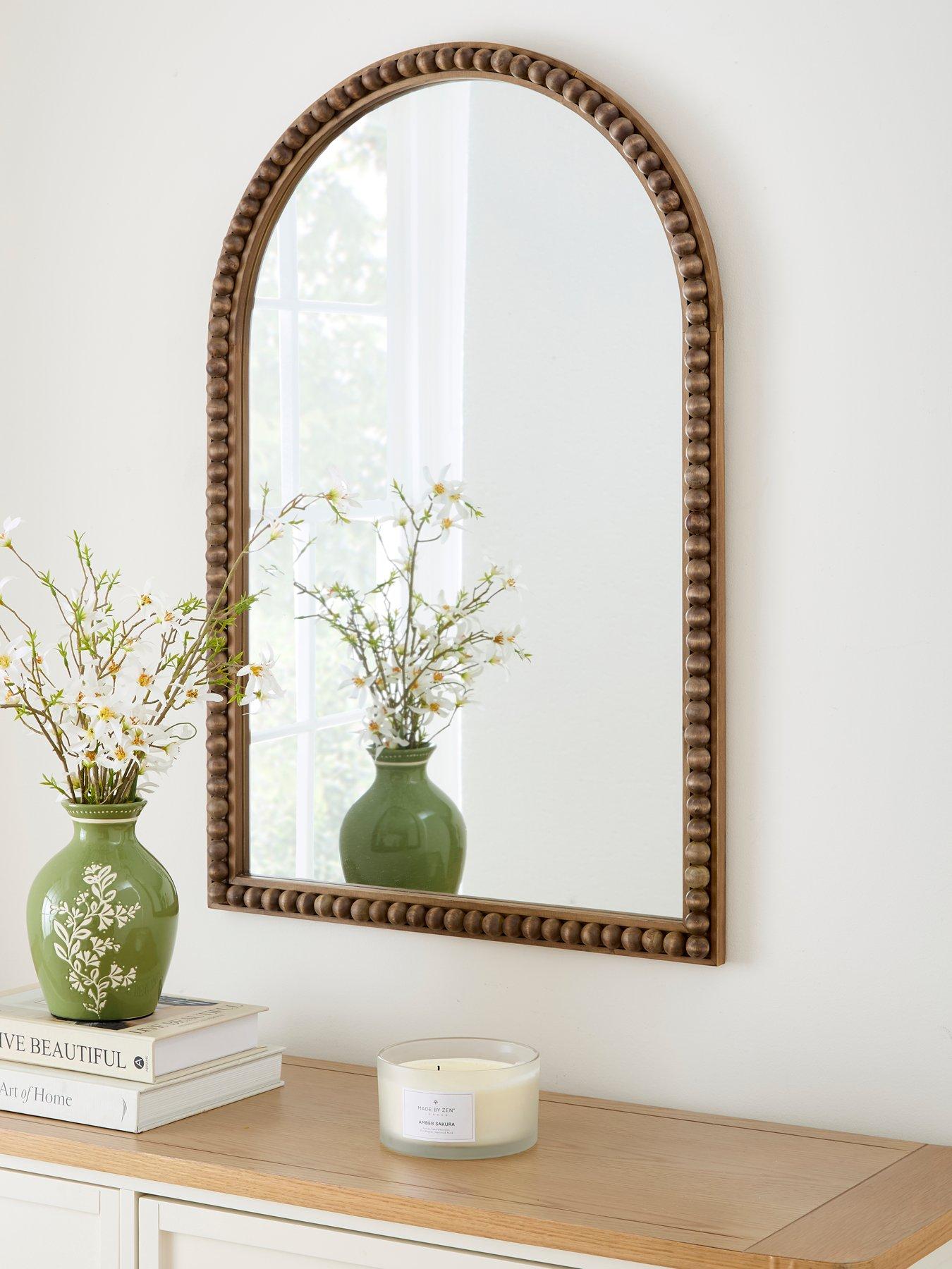 The Very Collection Arched Bobbin Wood Mirror 61x91cm