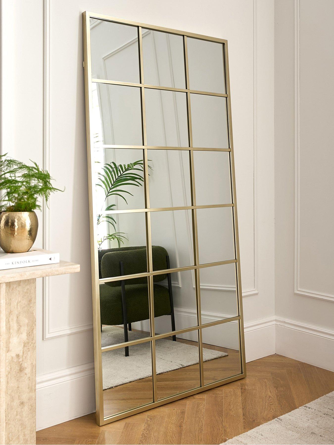 undefined Gold Window Pane Mirror 90x180cm