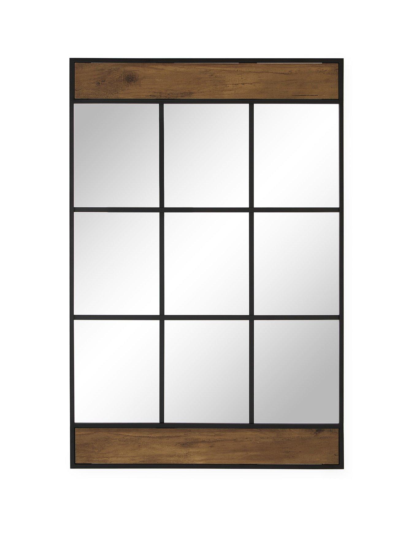 Image 2 of 5 of The Very Collection Wood Detail Windowpane Mirror